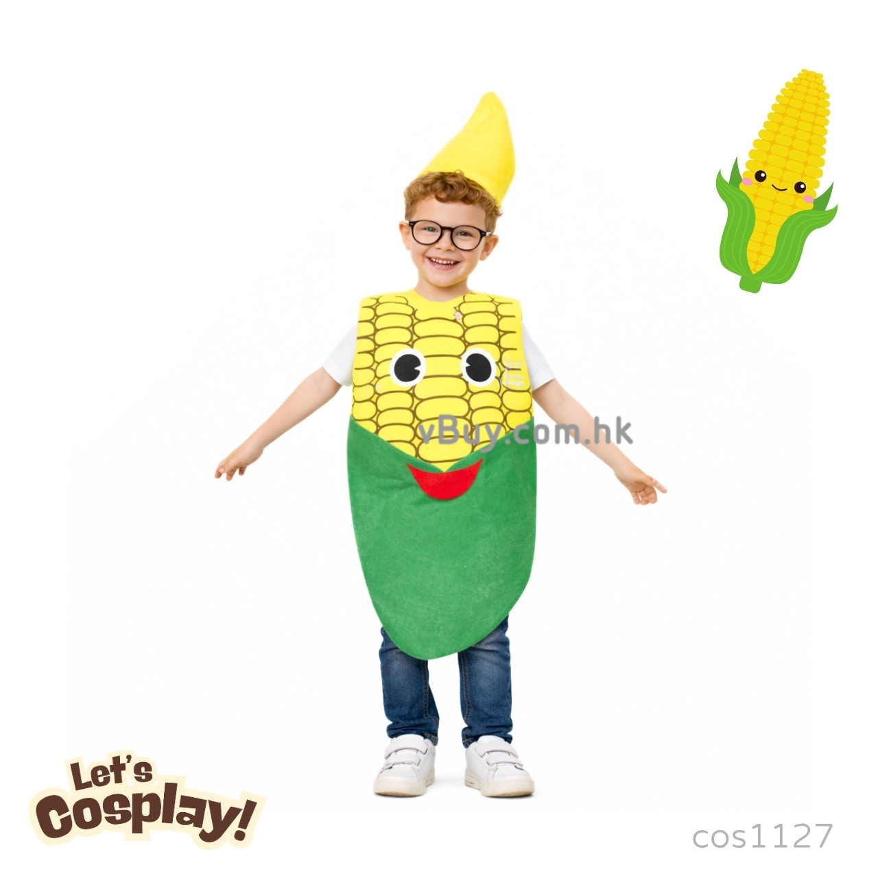 Lets Cosplay 兒童蔬菜造型服裝 Corn Costume Vegetable Costume 粟米造型服裝 食物主題服裝 童話故事角色扮演服裝 歡迎學校訂購（cos1127）