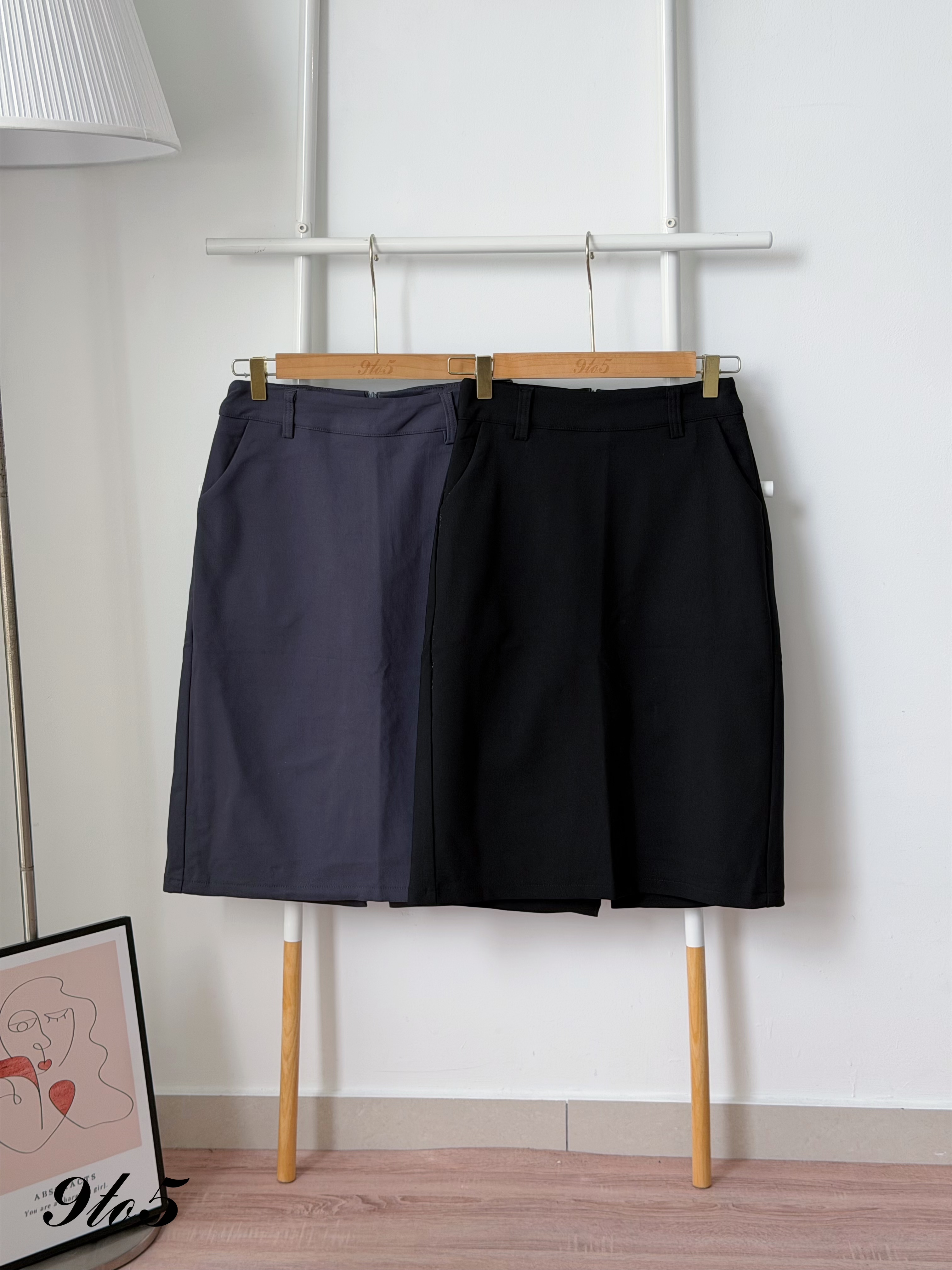 S2028 Midi Pencil Skirt - Black & Grey