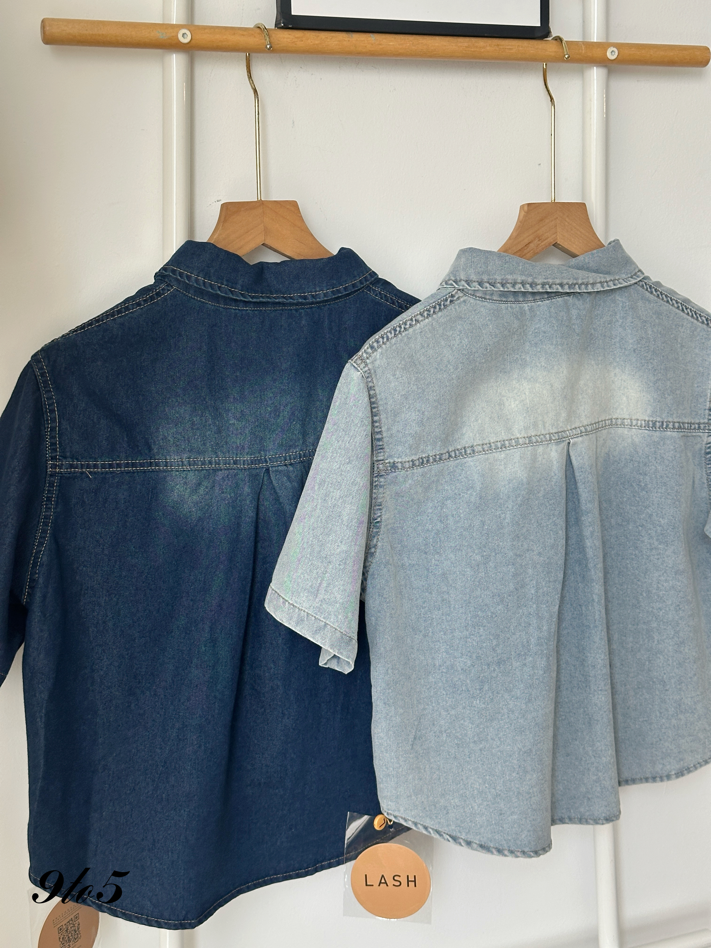 T4126 Vintage Denim Shirt - Dark Blue & Light Blue