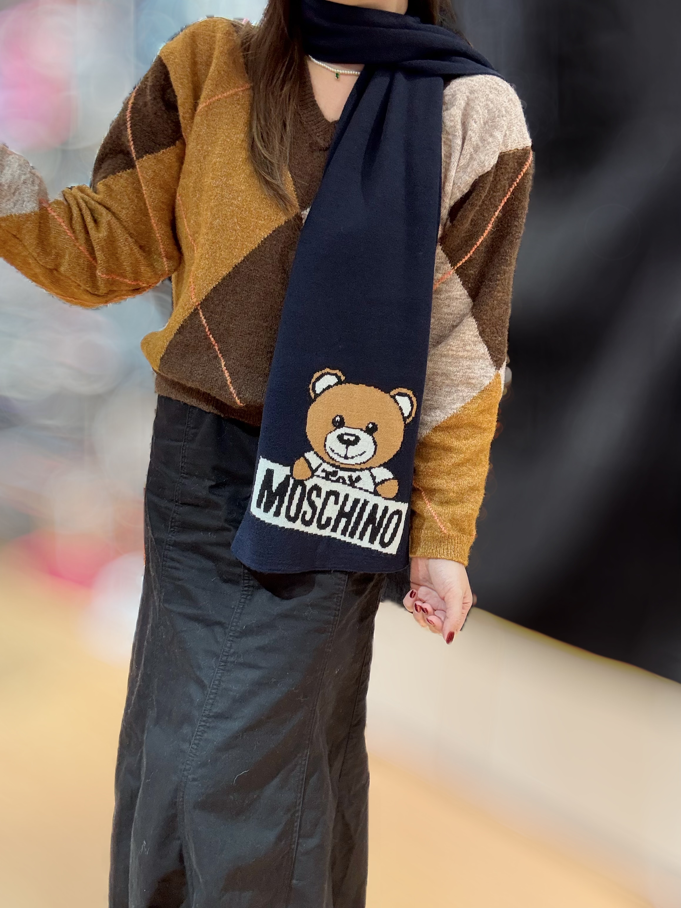 Moschino scarf Bear/navy