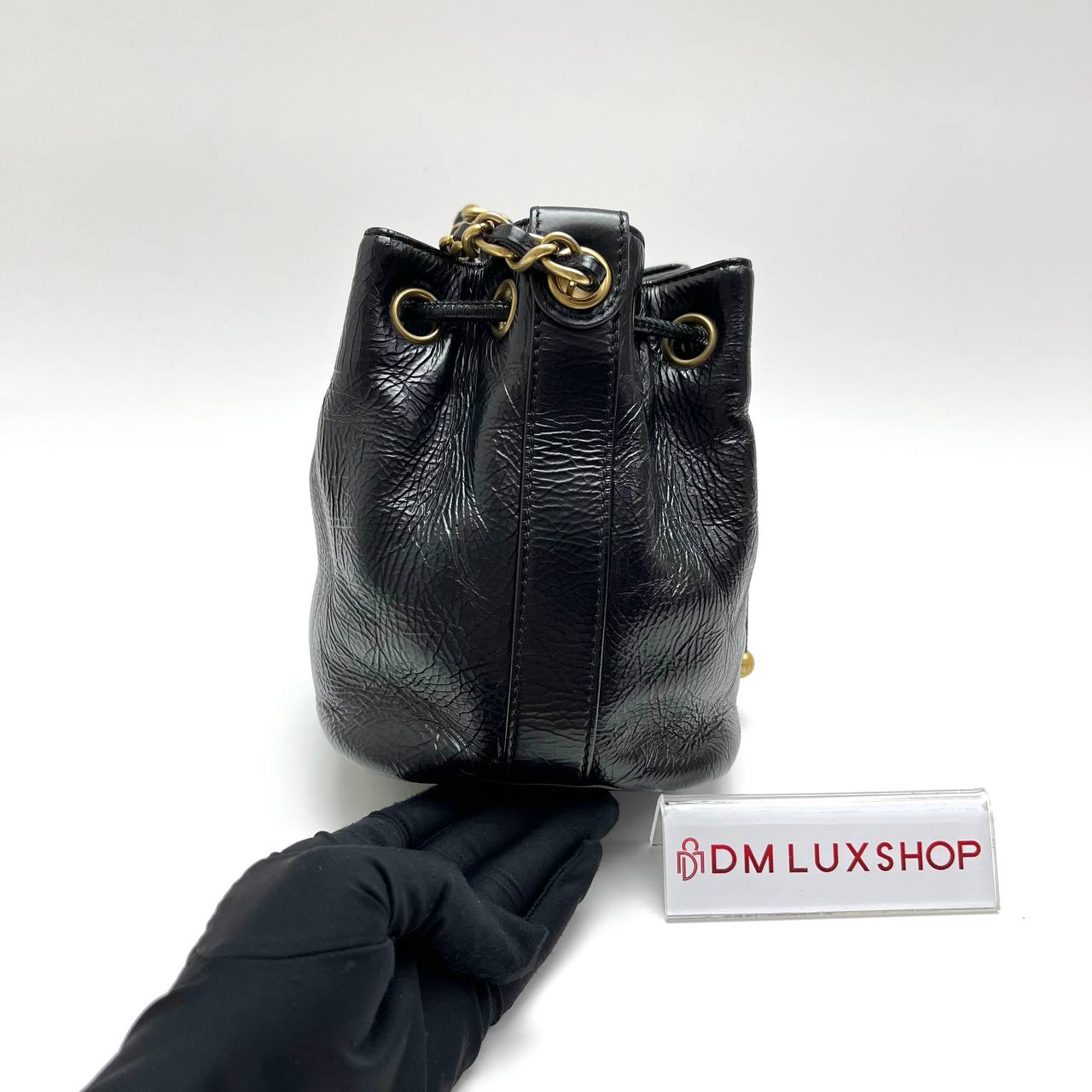 Chanel Black Calfskin CC Drawstring Bucket Bag (Serial 30, Y: 2020)