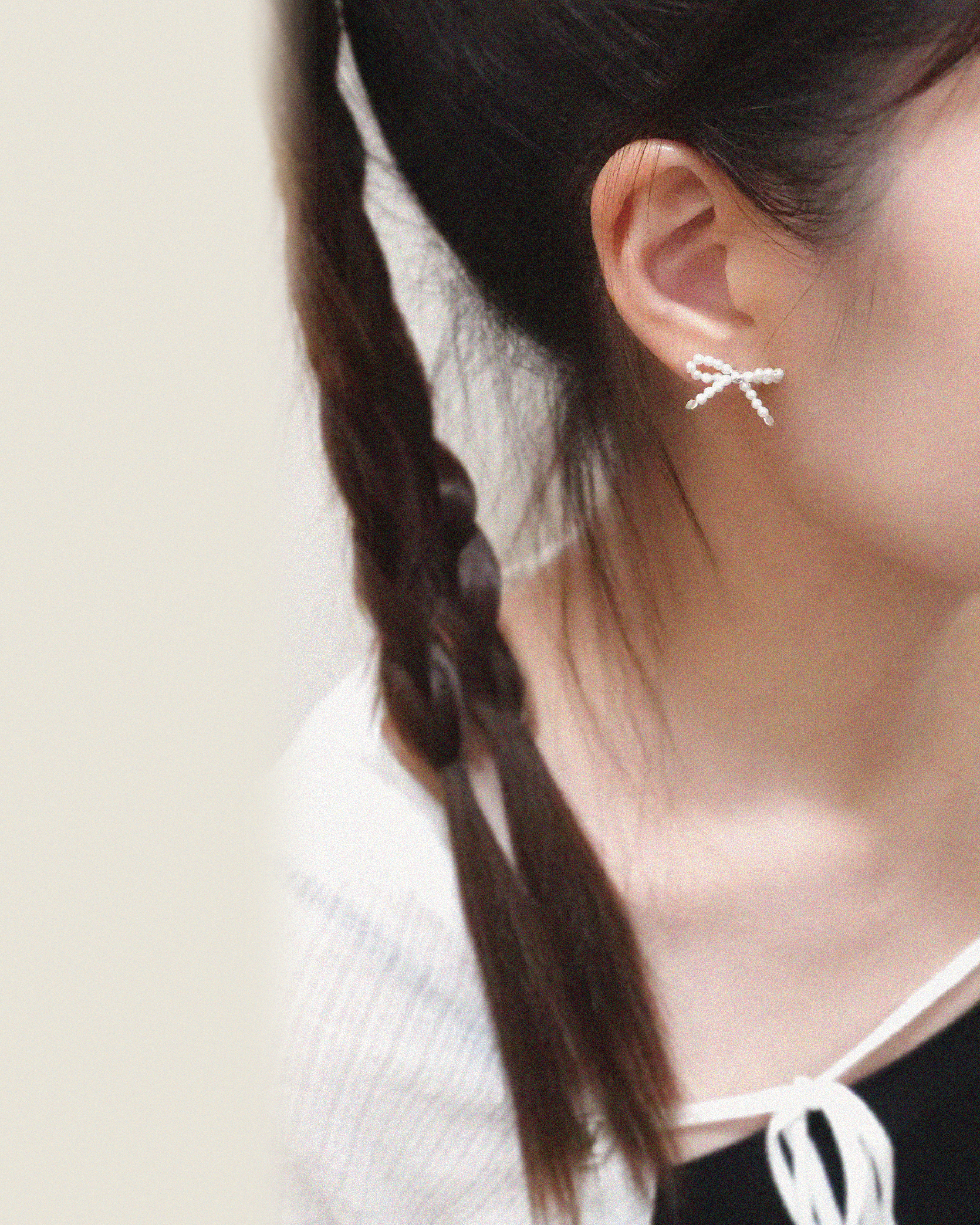 Handmade Bead Bow Earrings