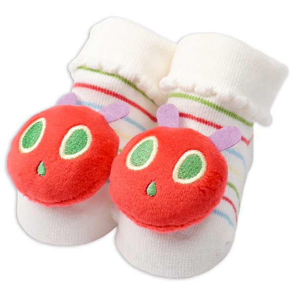 🇯🇵預訂 日本直送🇯🇵好餓的毛毛蟲新生兒立體公仔條紋襪子