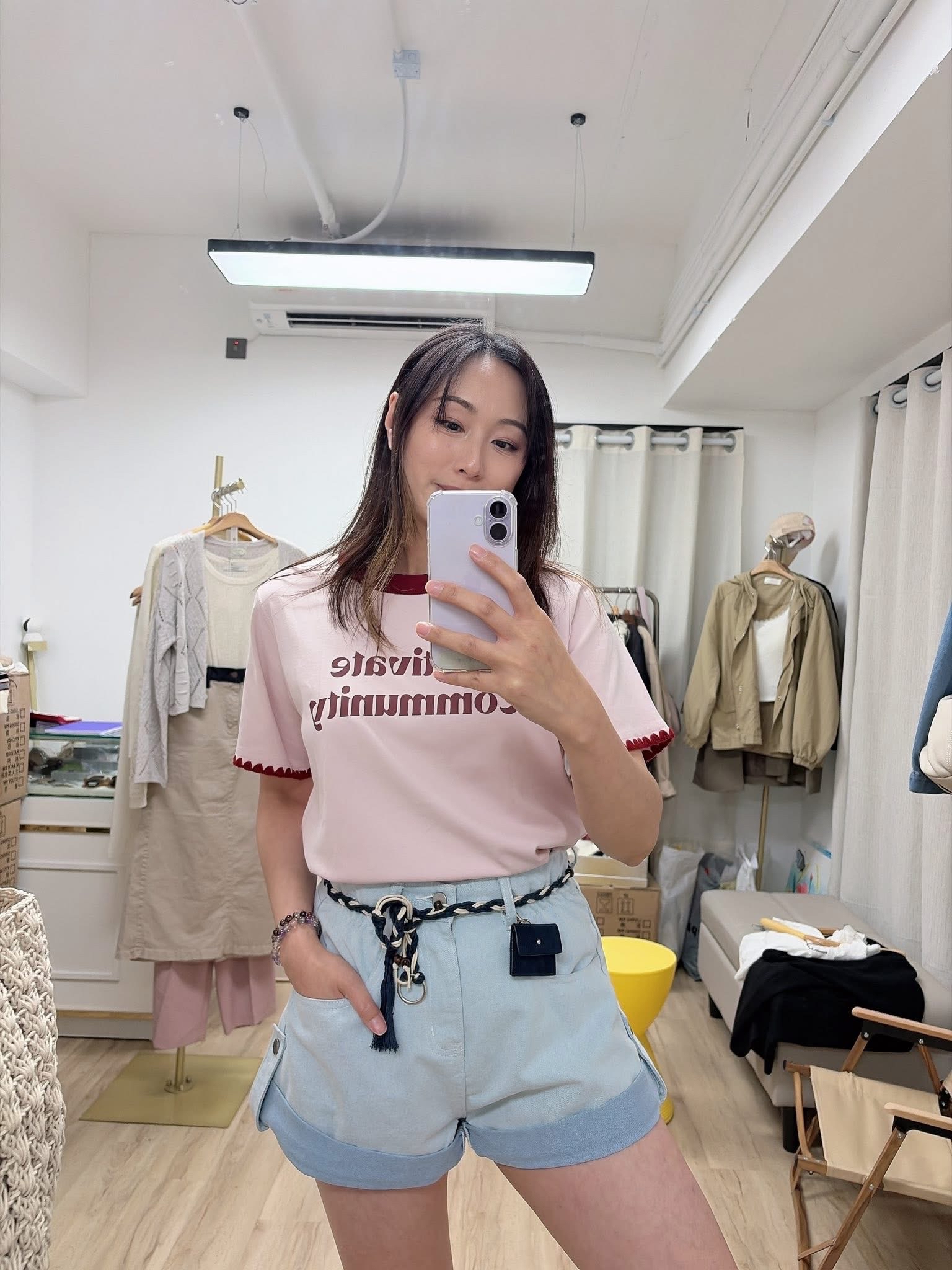 拼色邊滑棉tee 