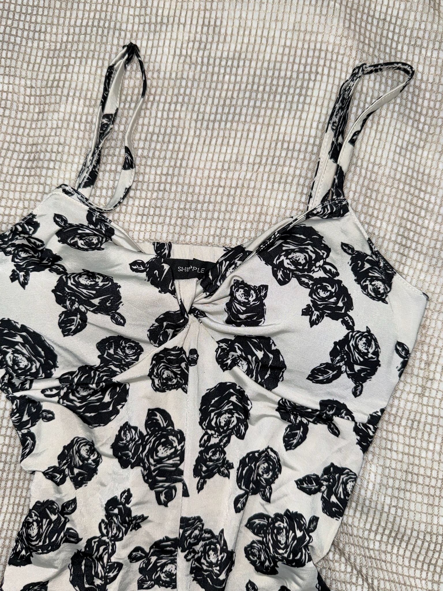 Rose Print Knot Front Cami Top 