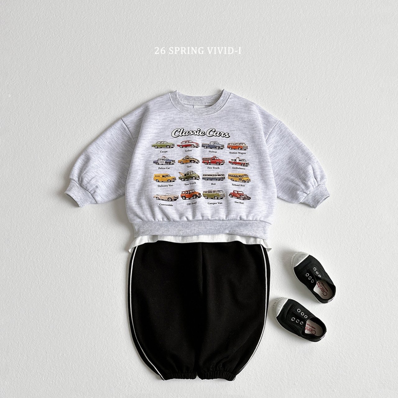 🌸預訂 韓國直送🌸🇰🇷VIVIDI三色迷你車車印花寬鬆衛衣