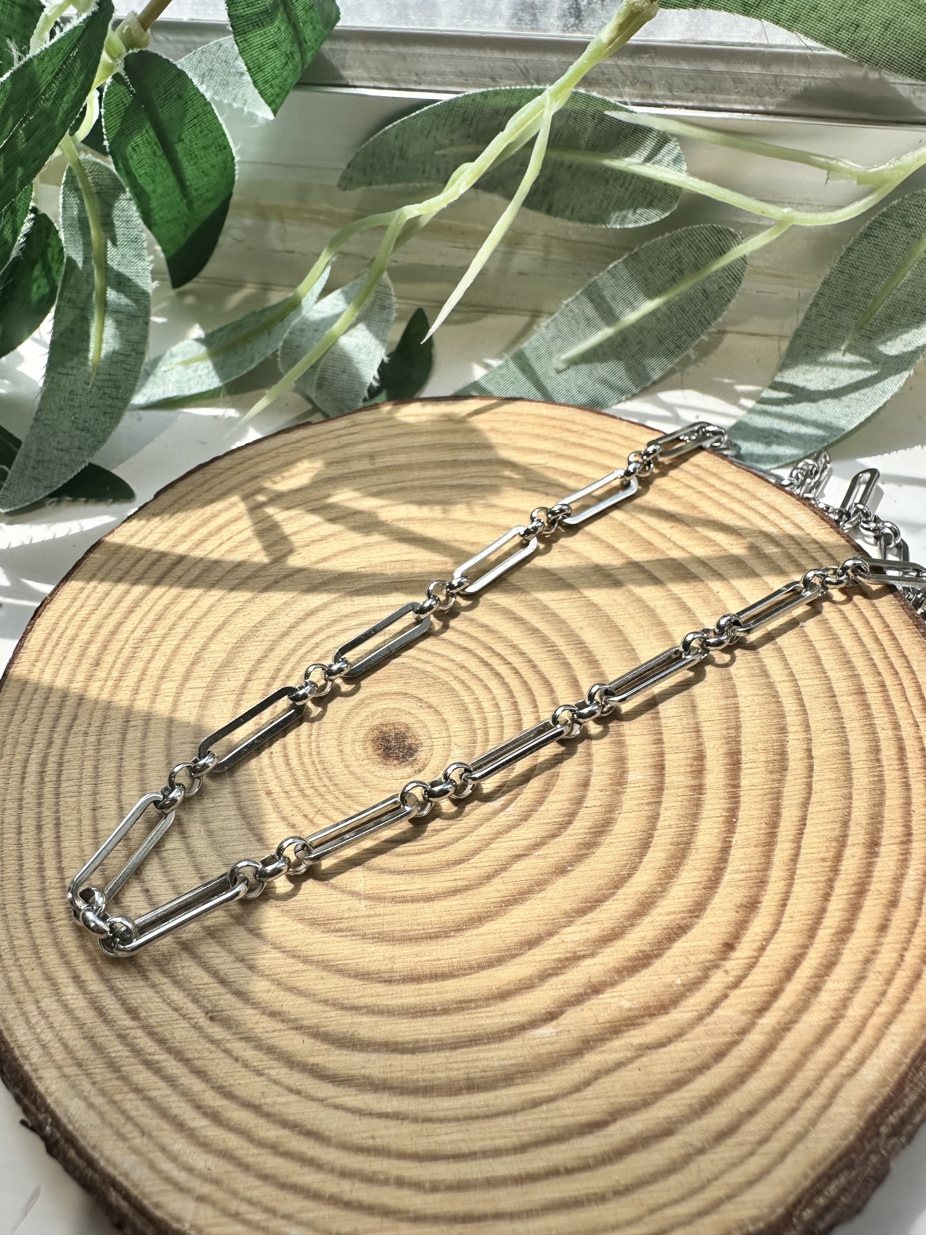 Sliver long chain stainless necklace