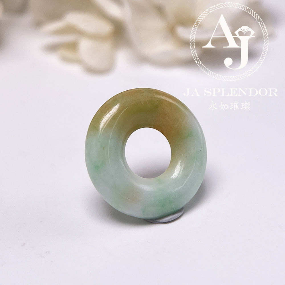 JN-3357 天然翡翠A玉 金黃半山半水甜甜圈