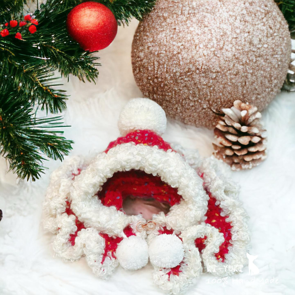 原創設計 毛冷編織作品 短版連帽斗篷（頸後有扣位洞）