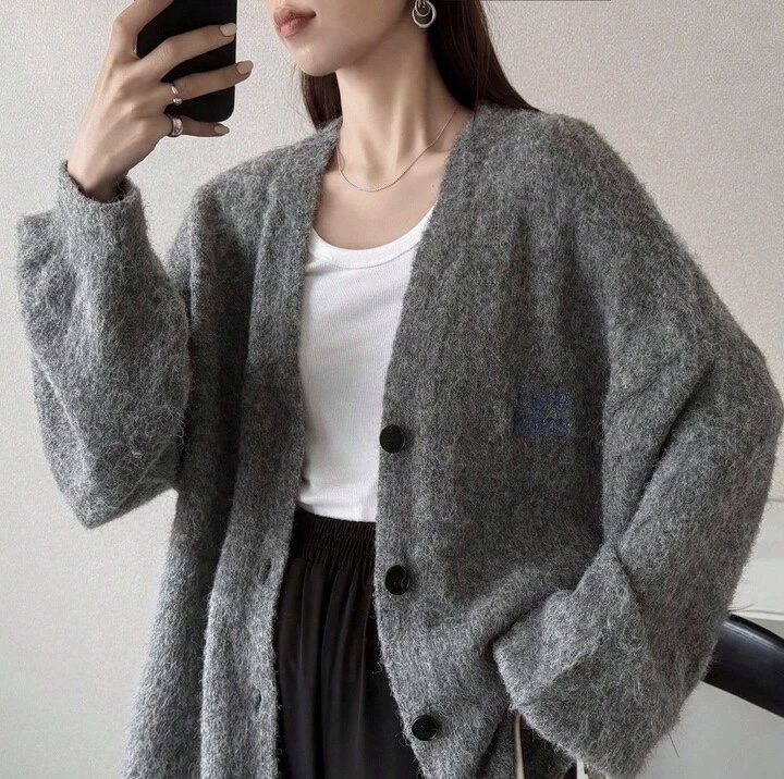 🌈🐻復古毛絨刺繡針織外套