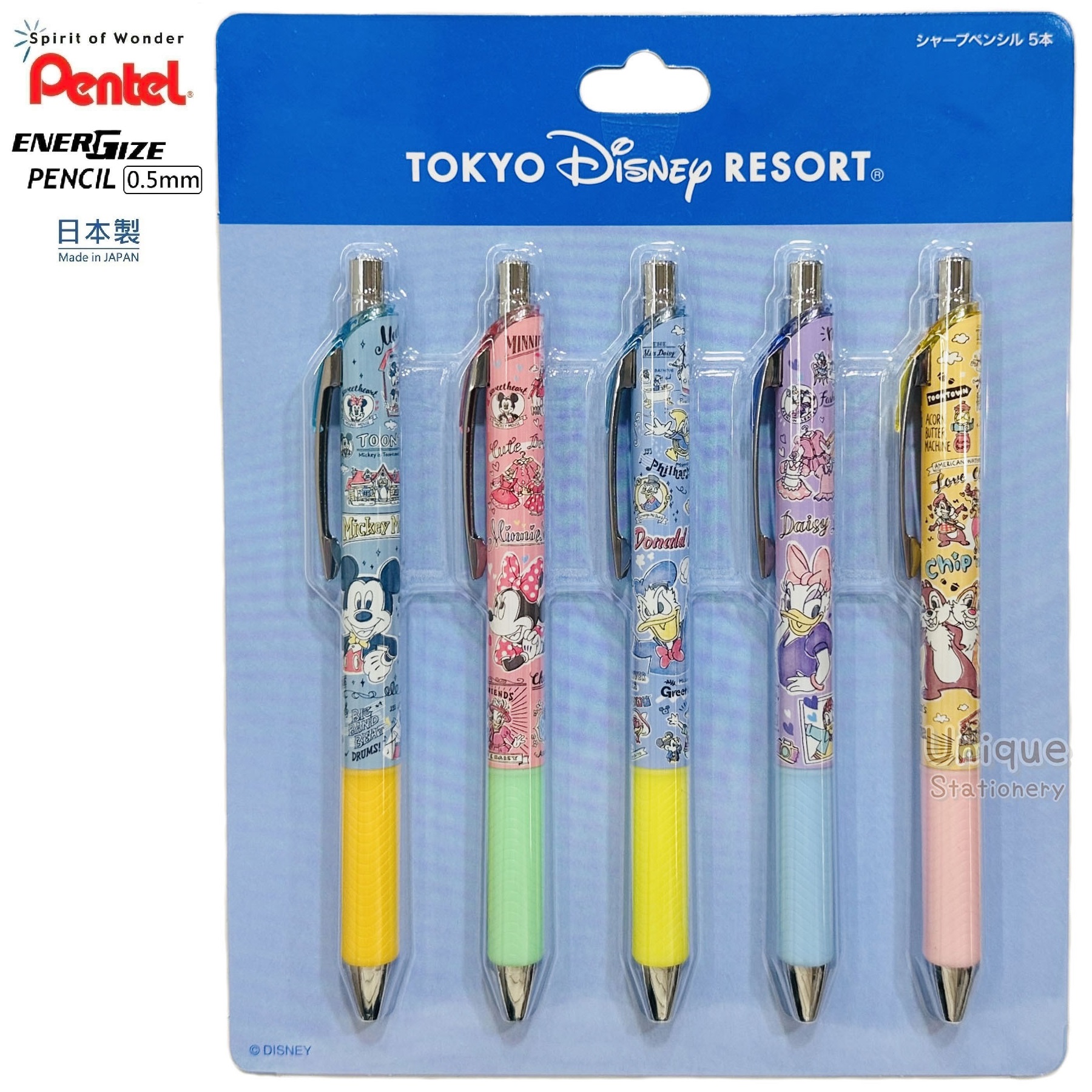 現貨｜【日本 Disney Store 限定】一套5枝 Mickey & Friends 米奇與朋友 日本製 Pentel EnerGize 0.5mm 鉛芯筆 053458