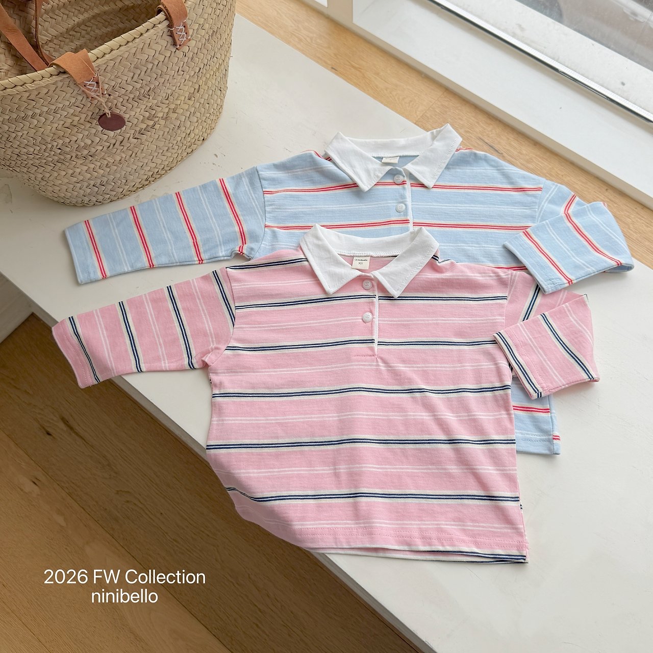 Ninibello | Milky Stripe Collar T-shirt (親子裝)  