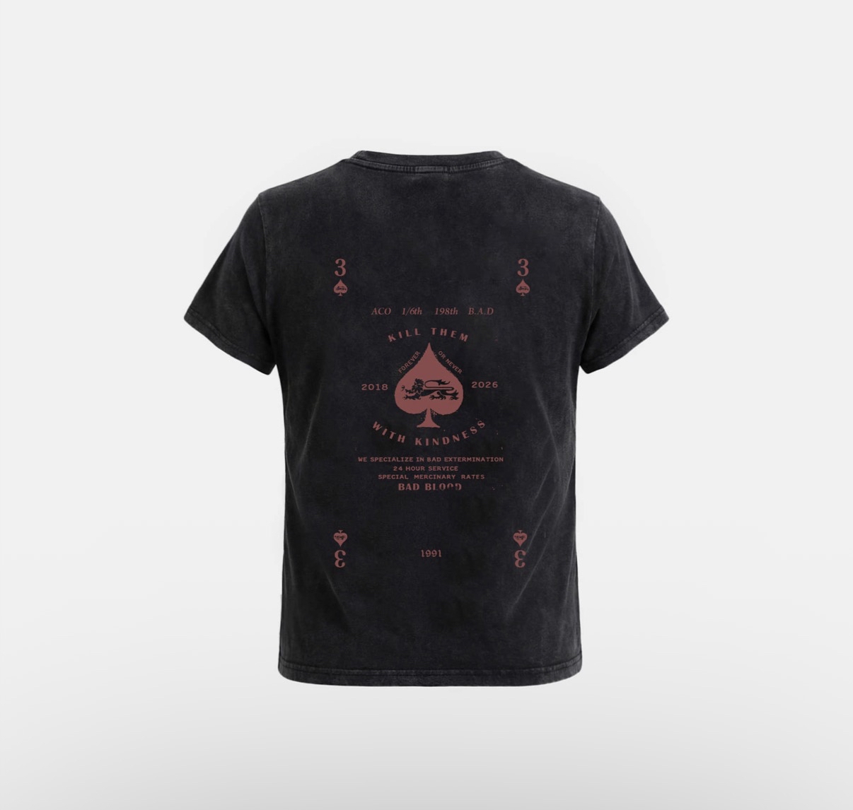 BADBLOOD新款[w-tee26-168] Ace of Spades Short Sleeve T-Shirt - Black