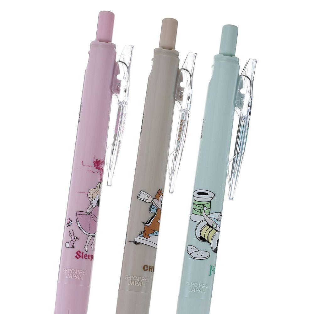 現貨｜【日本 Disney Store 限定】 一套三枝 Princess Aurora 睡公主 Tinker Bell Chip & Dale 日本製 Zebra SARASA CLIP 0.5mm 黑色 啫喱筆 214088