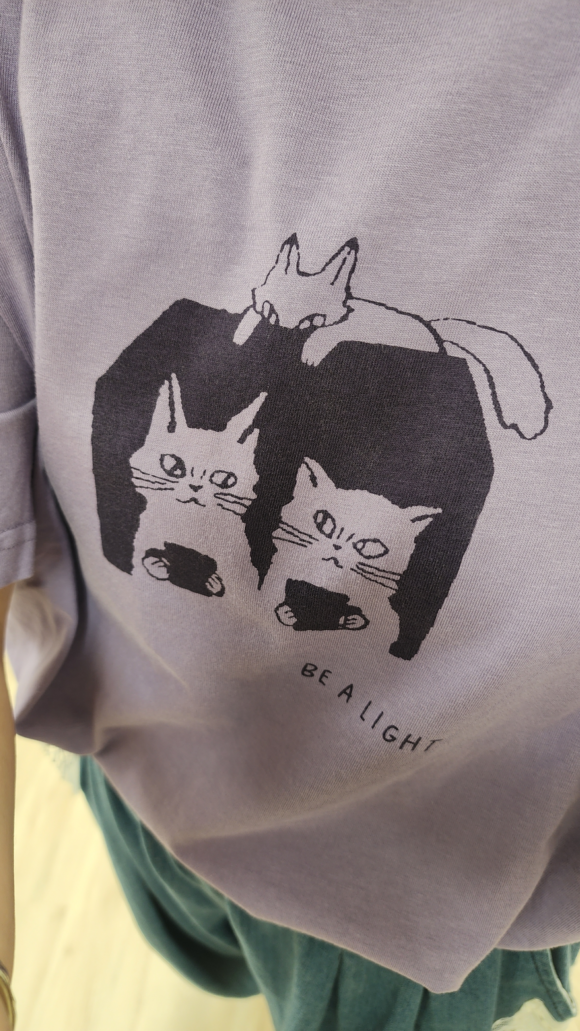 韓國紫貓貓印圖Tee