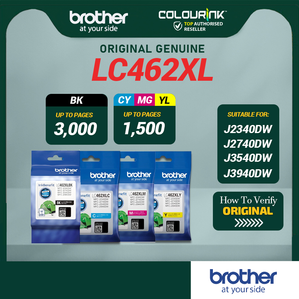 Brother LC462XL Cyan Magenta Yellow Black Original Ink Cartridge MFC-J2340DW MFC-J2740DW J3540DW J3940DW LC462 LC462XL