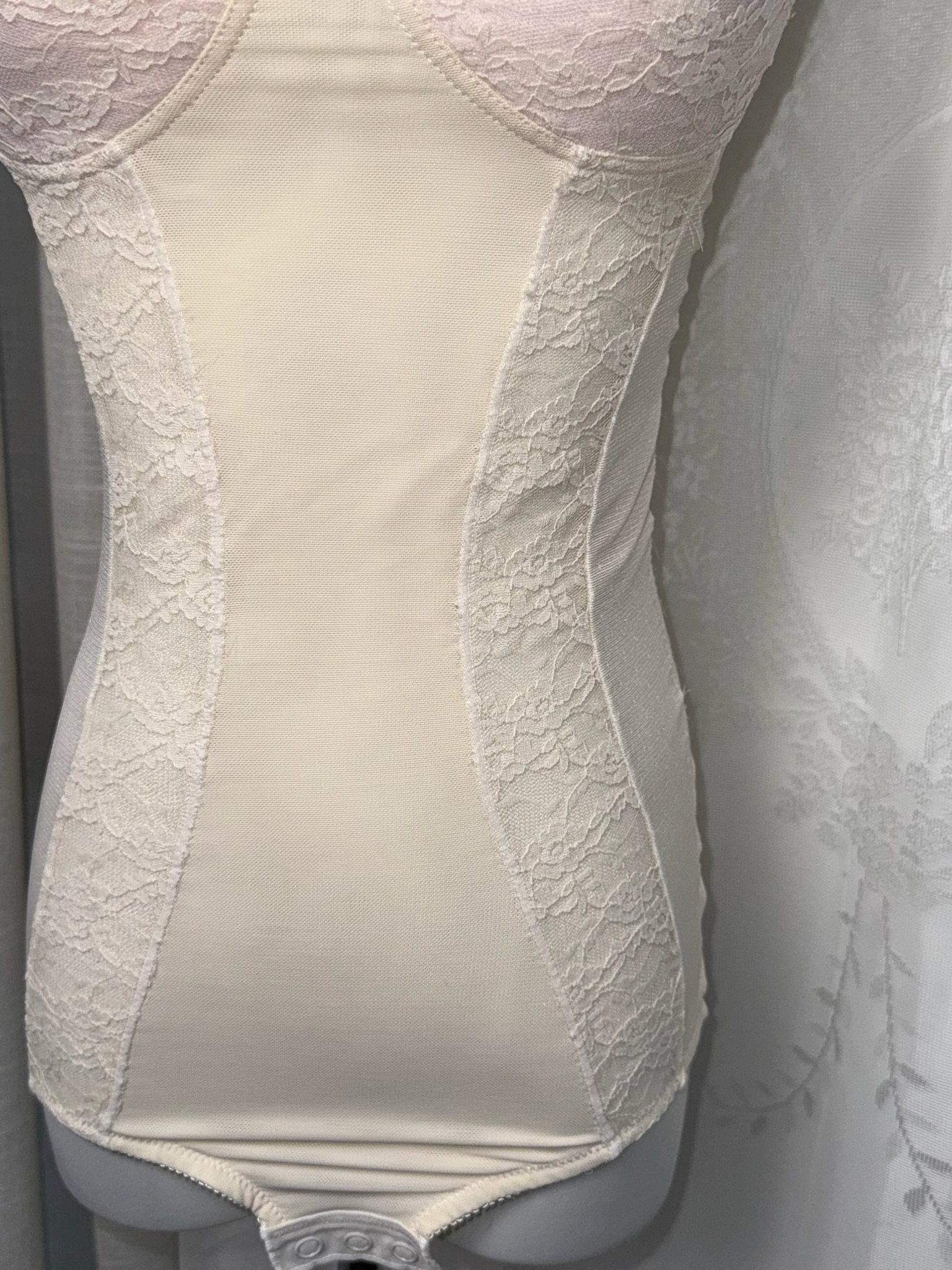 Cream Angelic Lace Panel Corset Bodysuit
