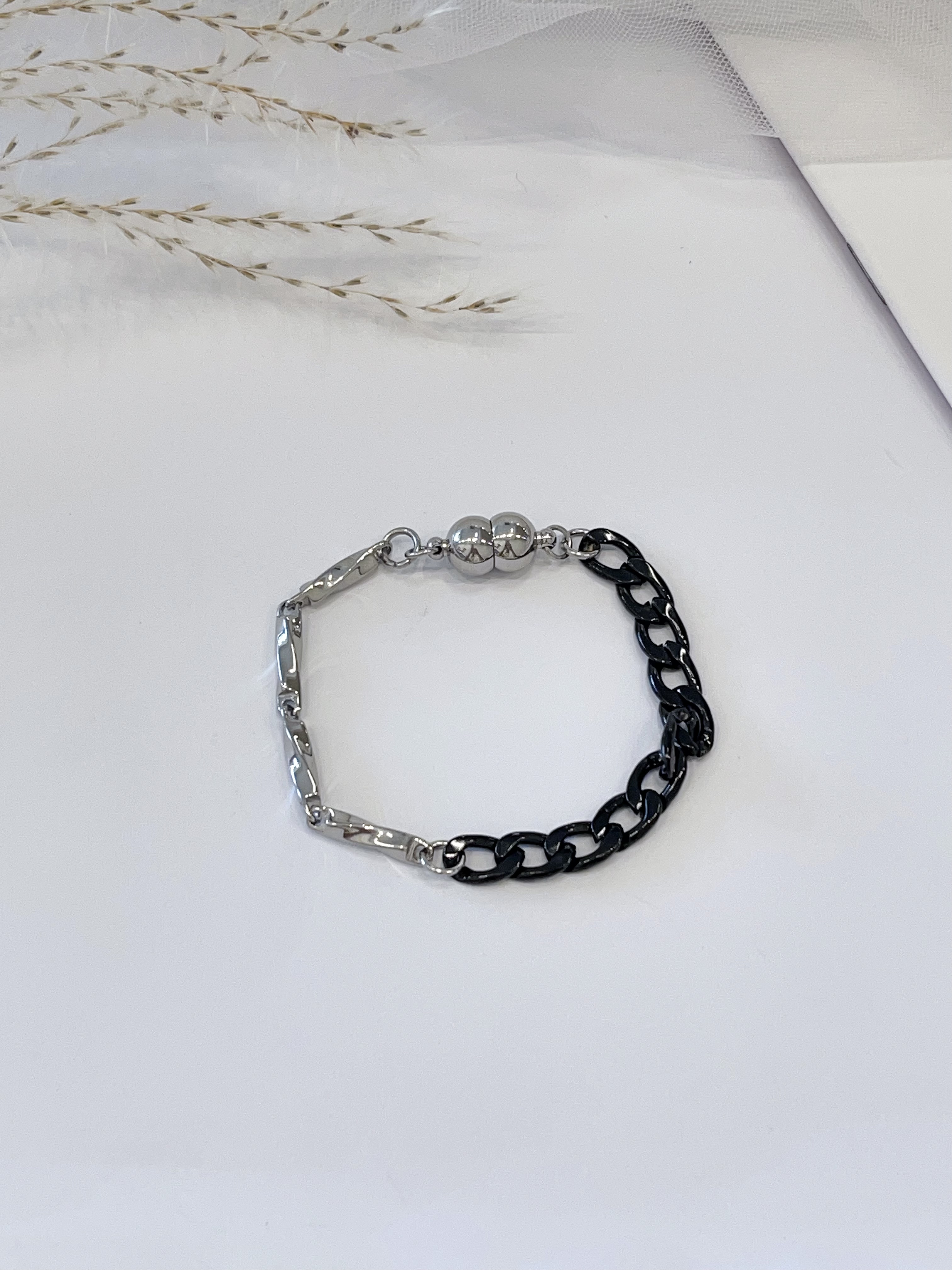 双设计纯链钛钢手链