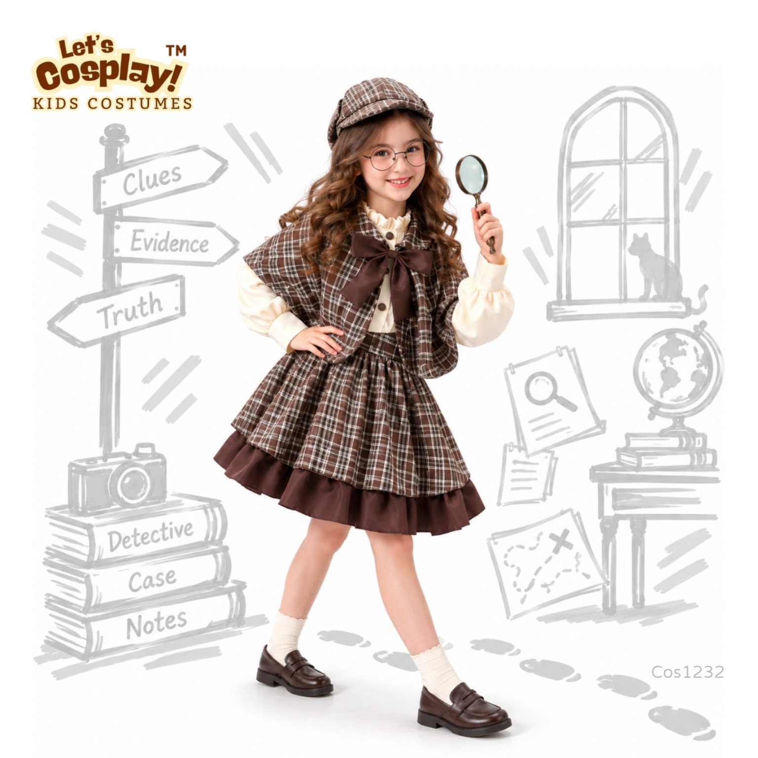 Lets Cosplay 兒童小偵探服裝 女童 Detective Costume｜學校職業日 World Book Day 萬聖節 COS1232