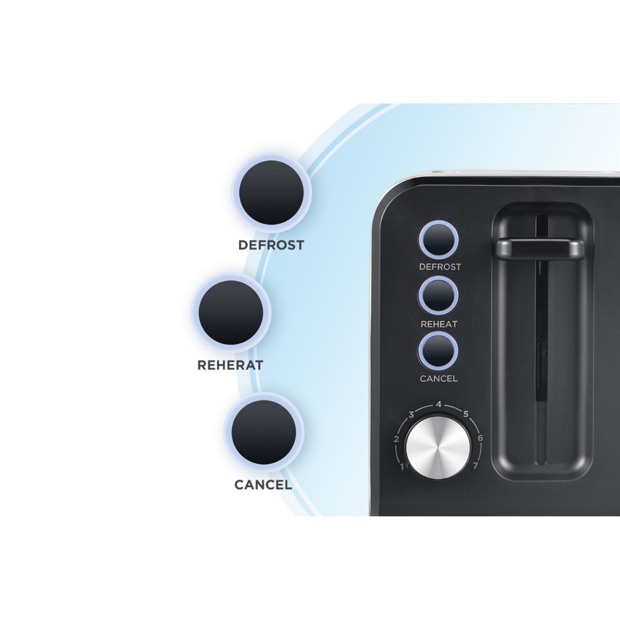 Midea 950W 2-Slice Bread Toaster(Black) MTO9502SBMK