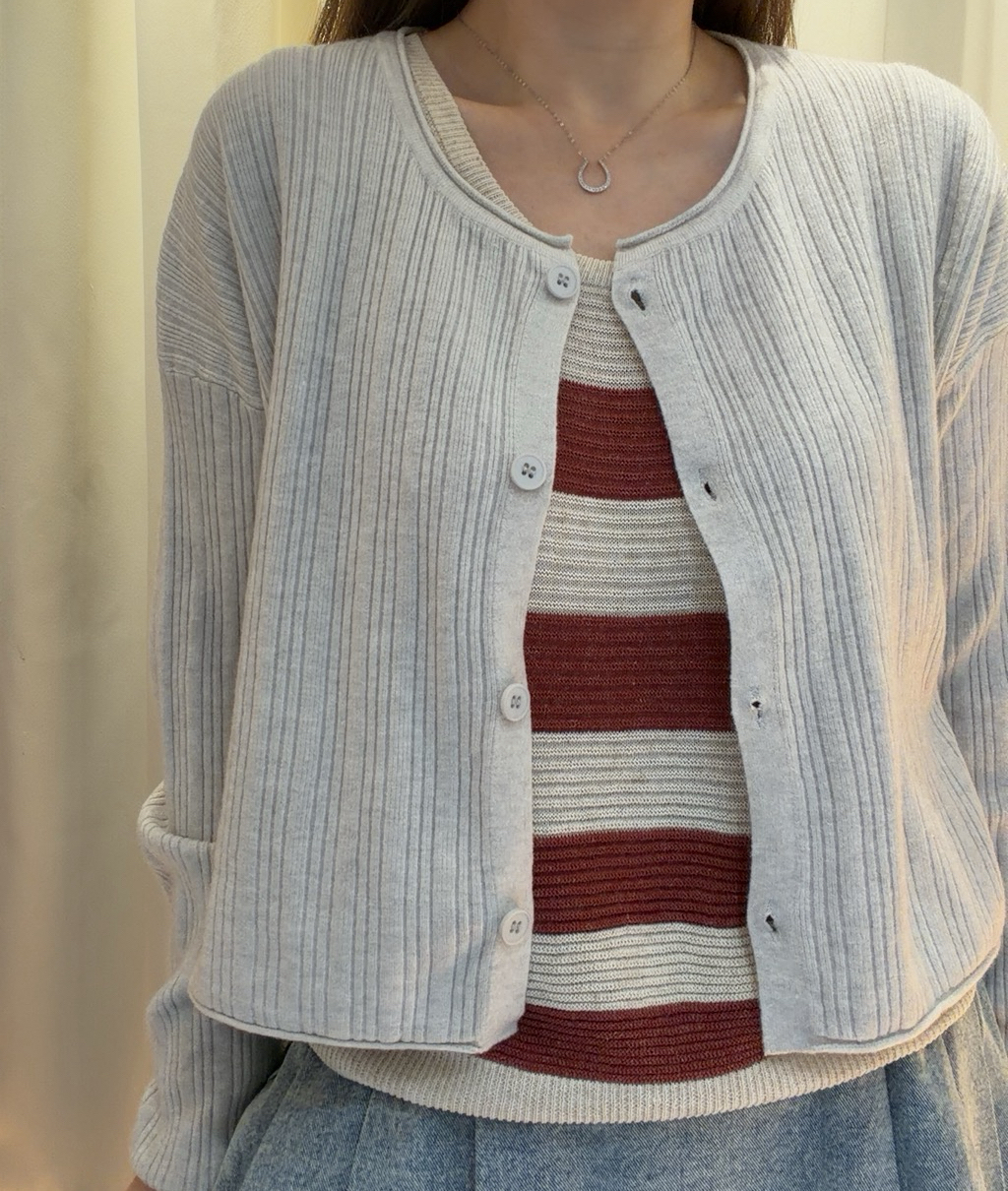 條紋針織衫外套