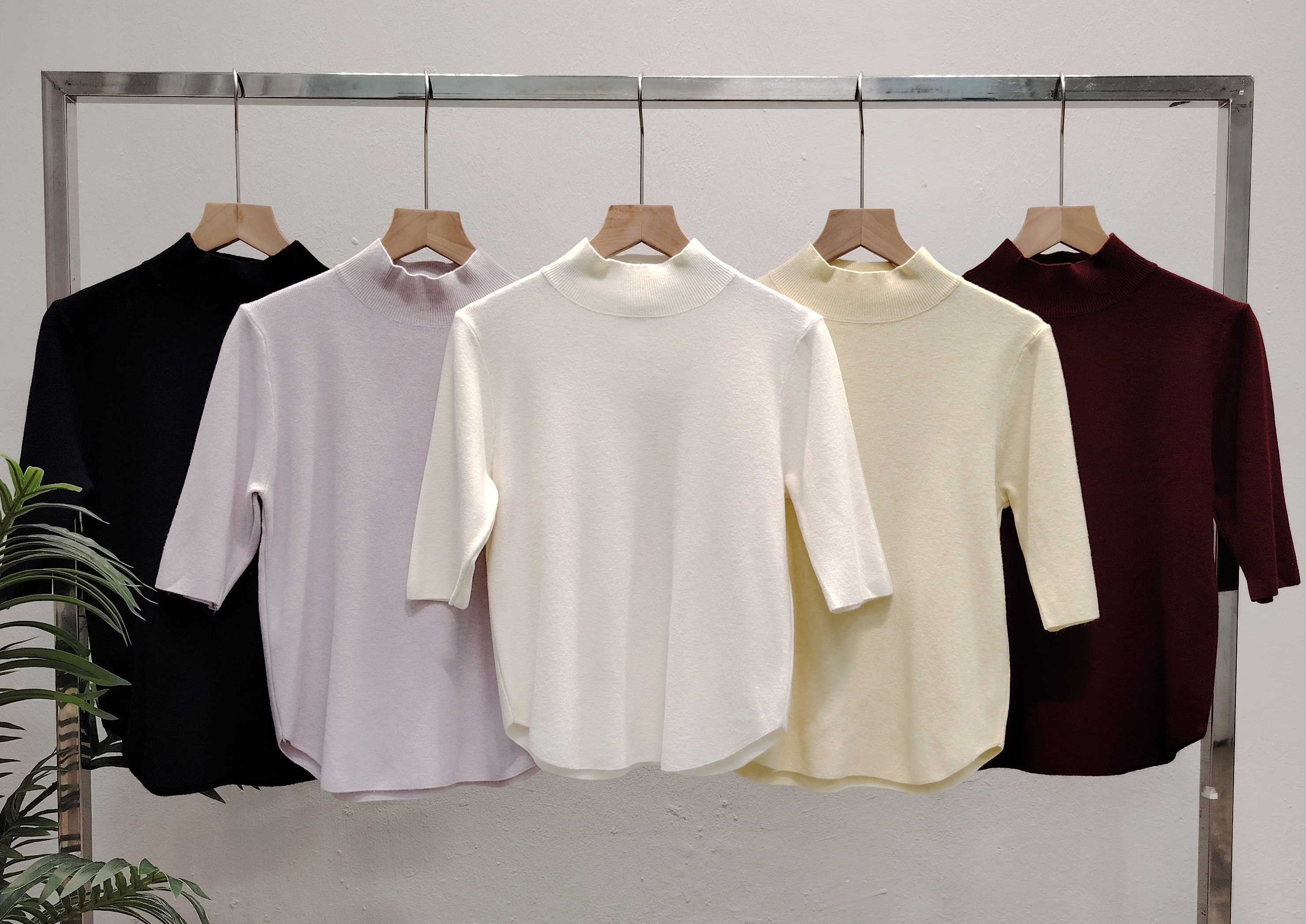 S658 High Neck Short Sleeve Knit Wear