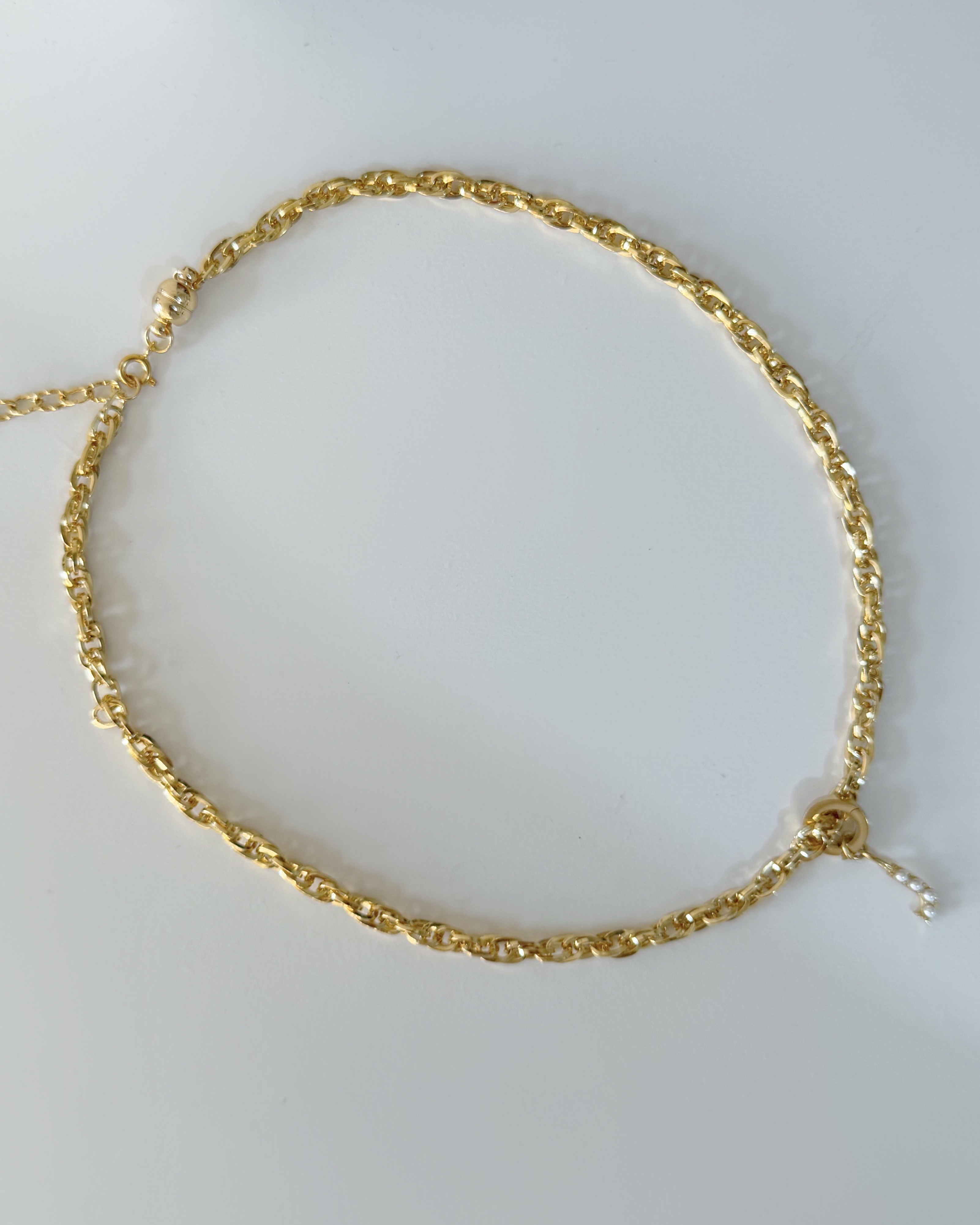 復古珍珠字母手鍊/頸鍊 金色8mm鍊