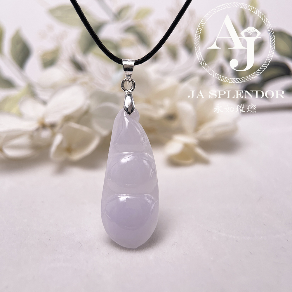 JN-1571 天然翡翠A玉 冰潤紫羅蘭四季平安福豆吊墜