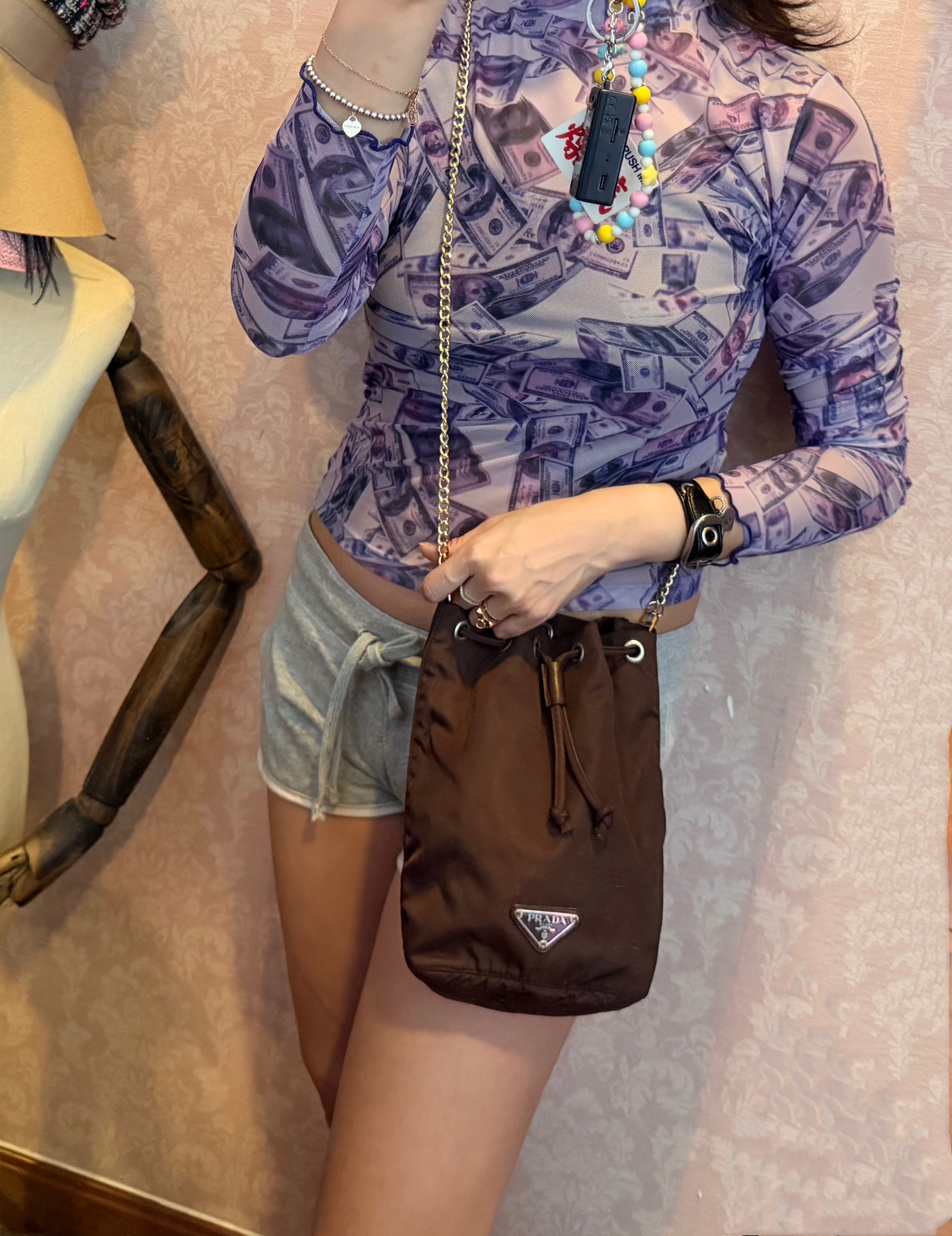 Vintage Prada burgundy Bucket