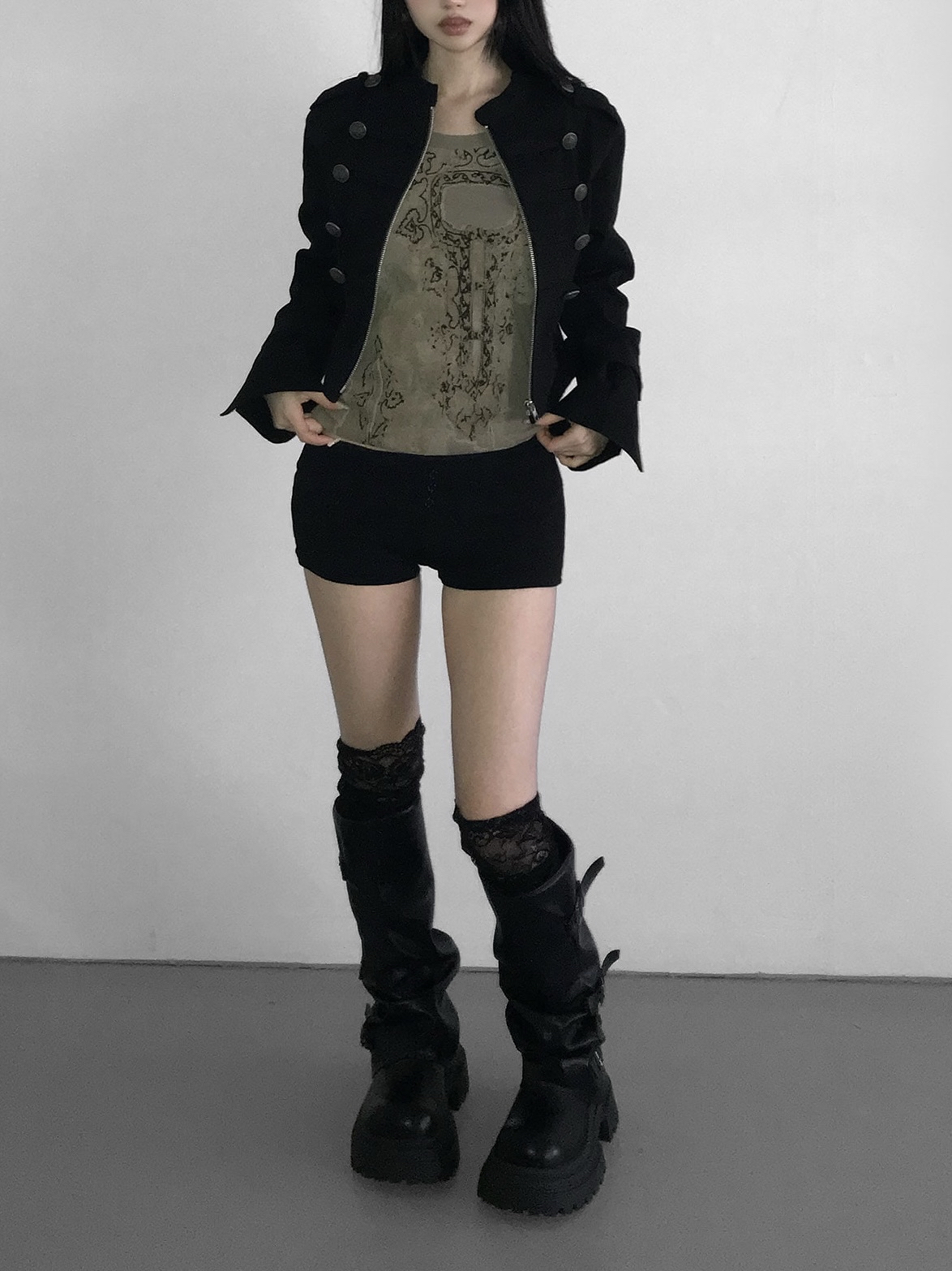 Vintage Zip Front Cropped Jacket