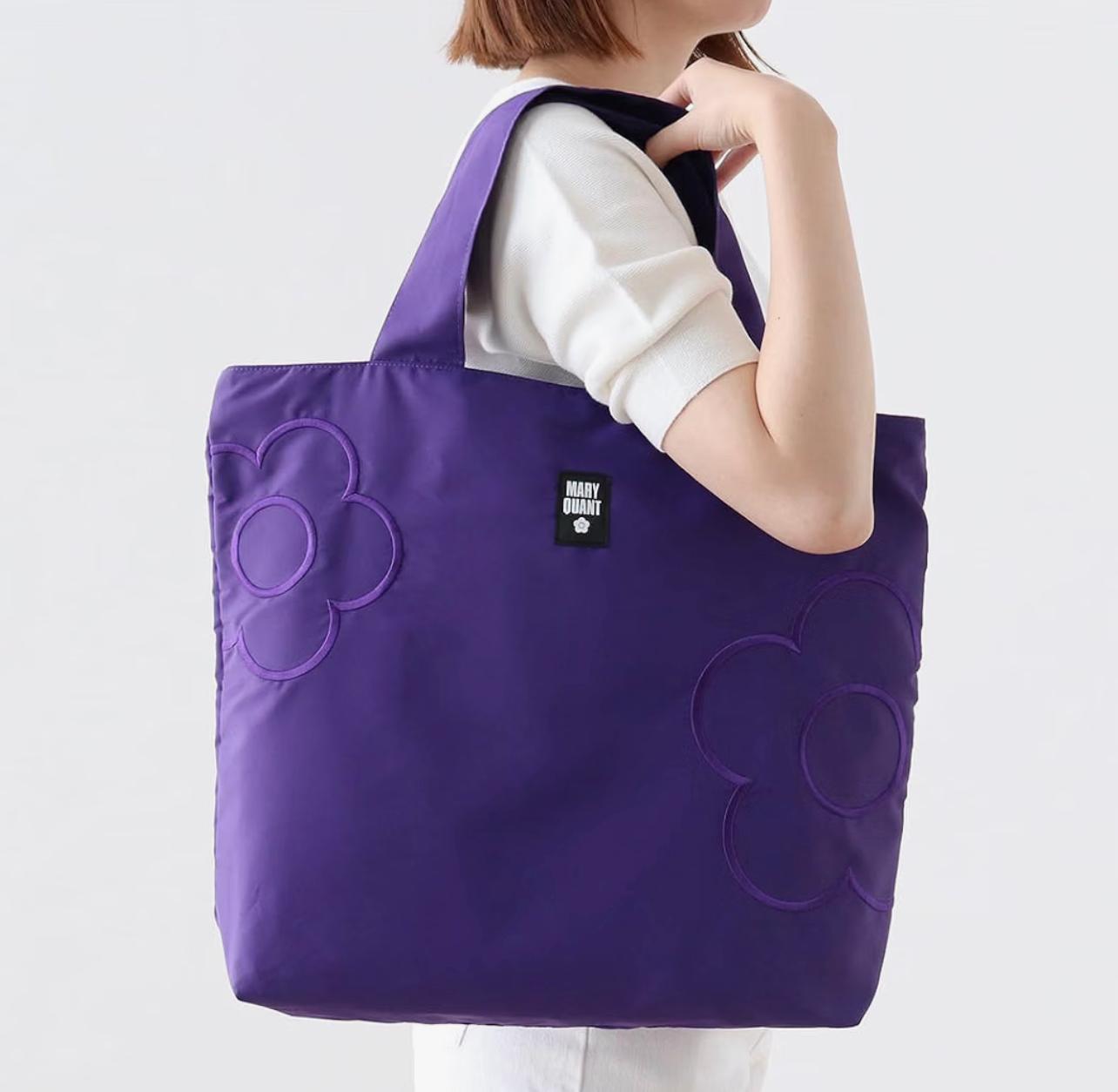 MARY QUANT 經典雛菊刺繡拉鍊摺疊環保袋（多色）
