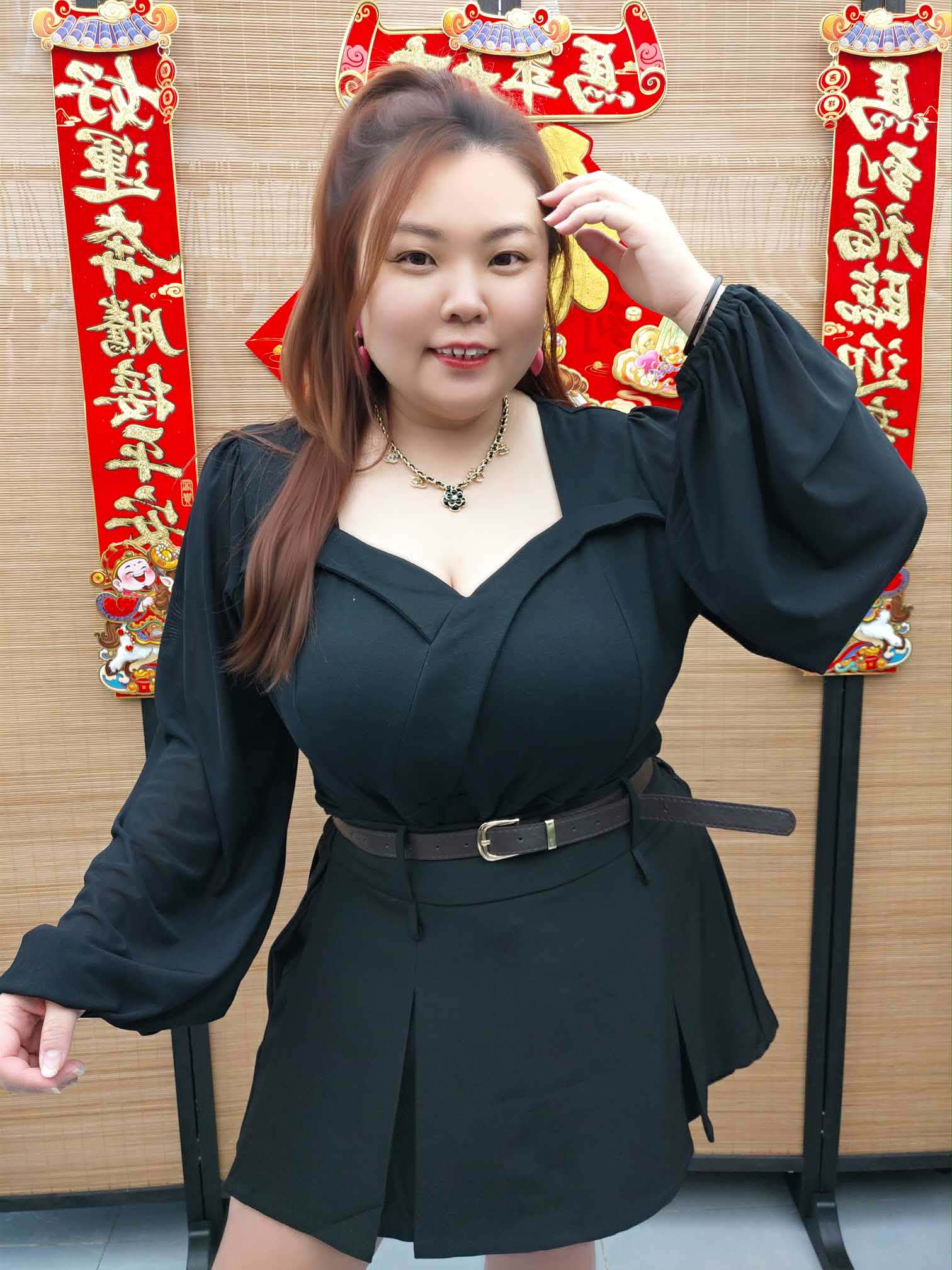 DDI02 8293(B8) 钻石领附垫长袖上衣