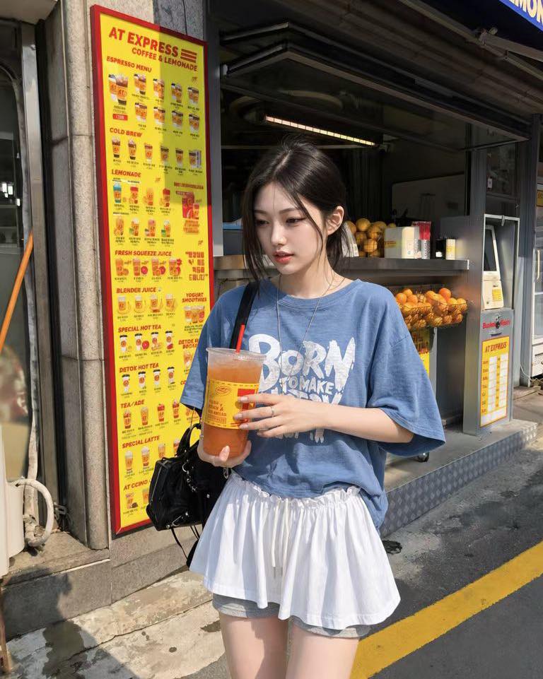 全棉短裝print tee