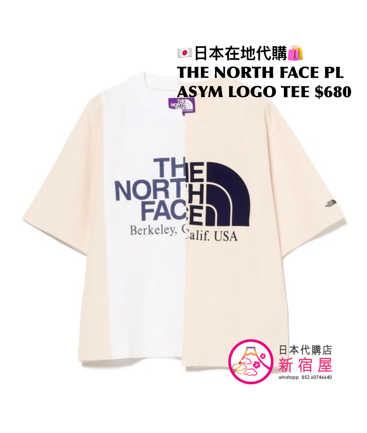 THE NORTH FACE PURPLE LABEL ASYMMETRICAL LOGO T-SHIRT