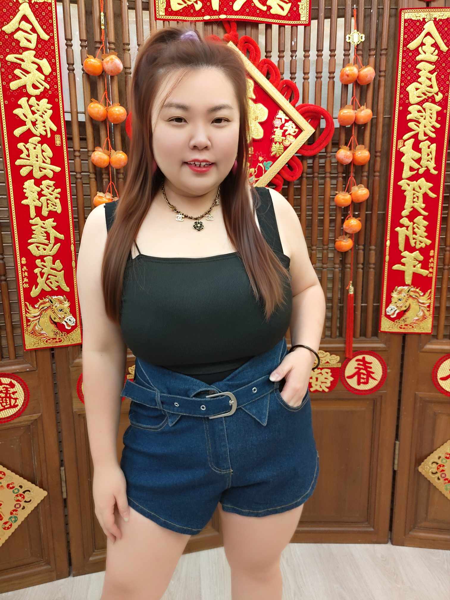 NJE08 TW#1397 腰间翻边百搭短裤