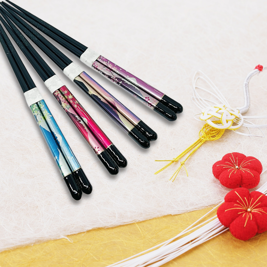 【日本製】若狹塗箸頂級工藝 –富士山四季絕景天然木筷子(23cm)