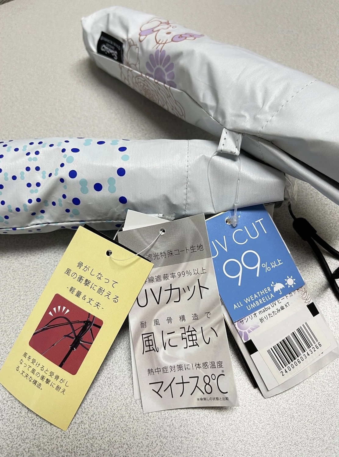 🎌日本直送🎌 Hello Kitty 限量款 內外雙層圖案 抗風防Uv縮骨遮
