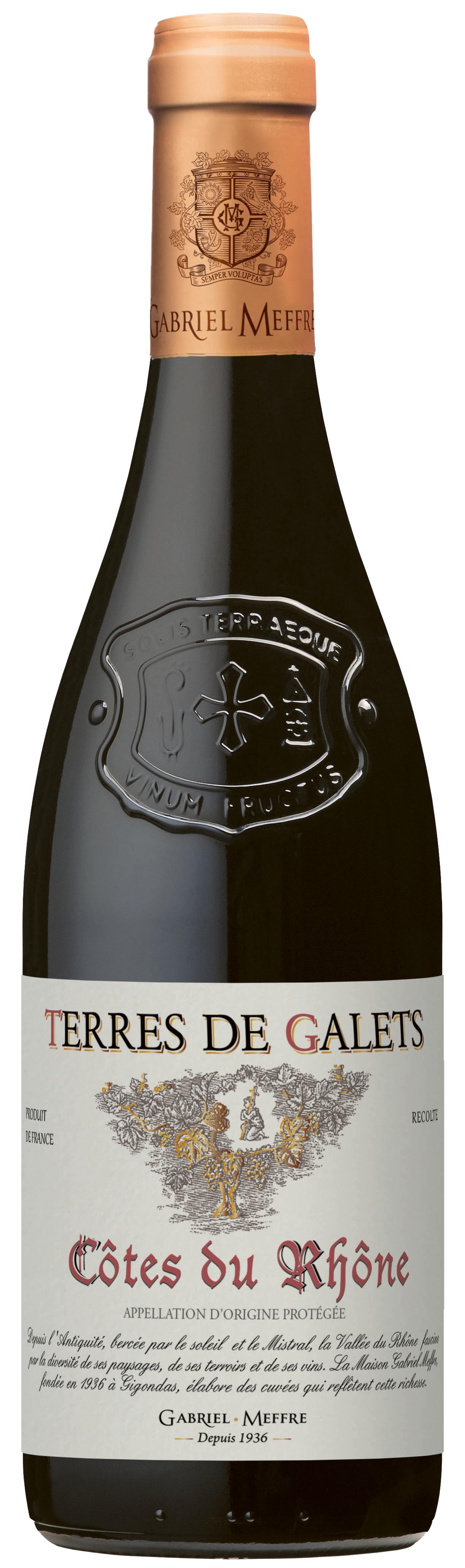 Gabriel Meffre, Terres de Galets, Cotes du Rhone Rouge 2023, 