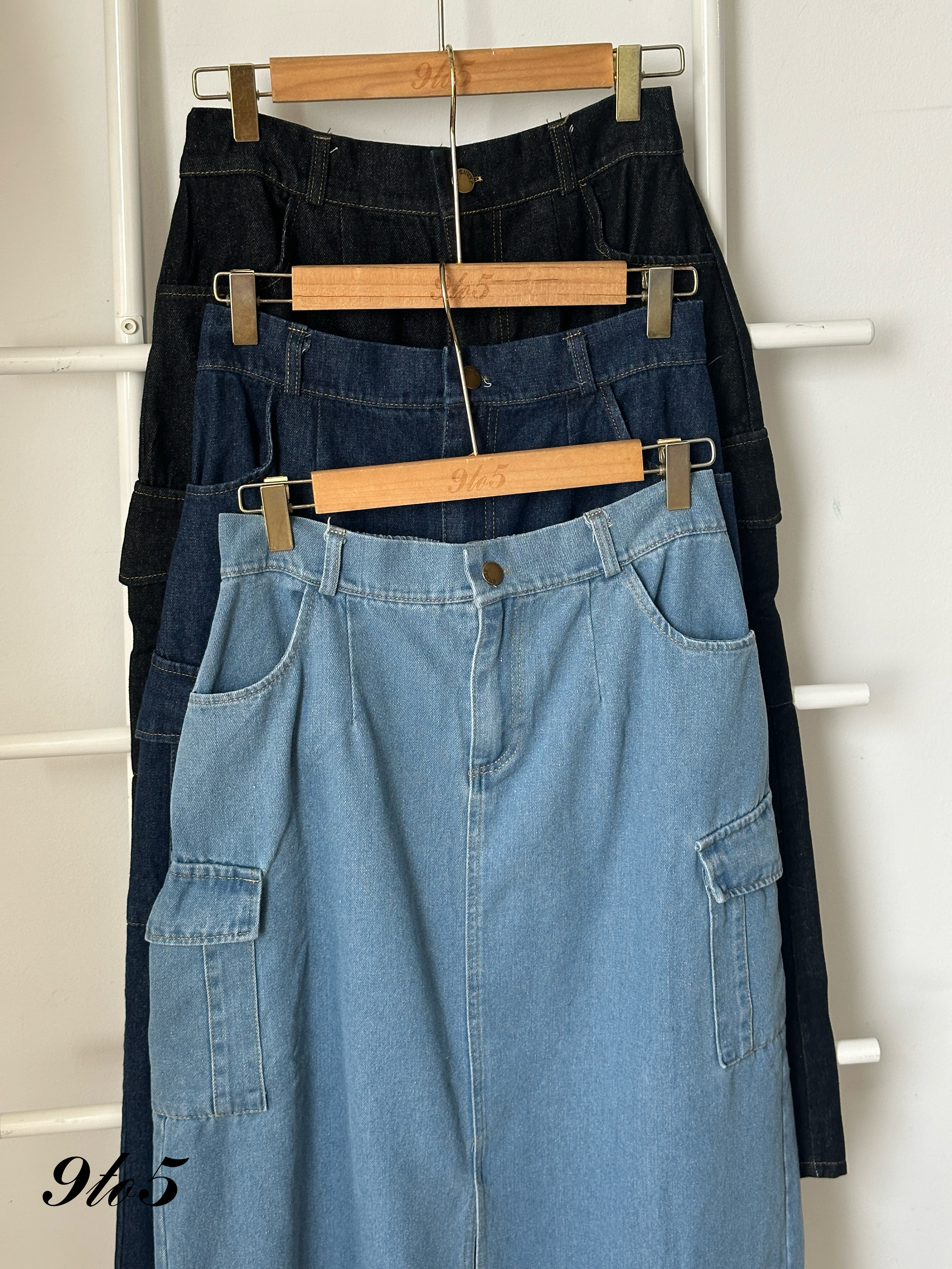 S1843 A Line Denim Skirt - 3 Colors 