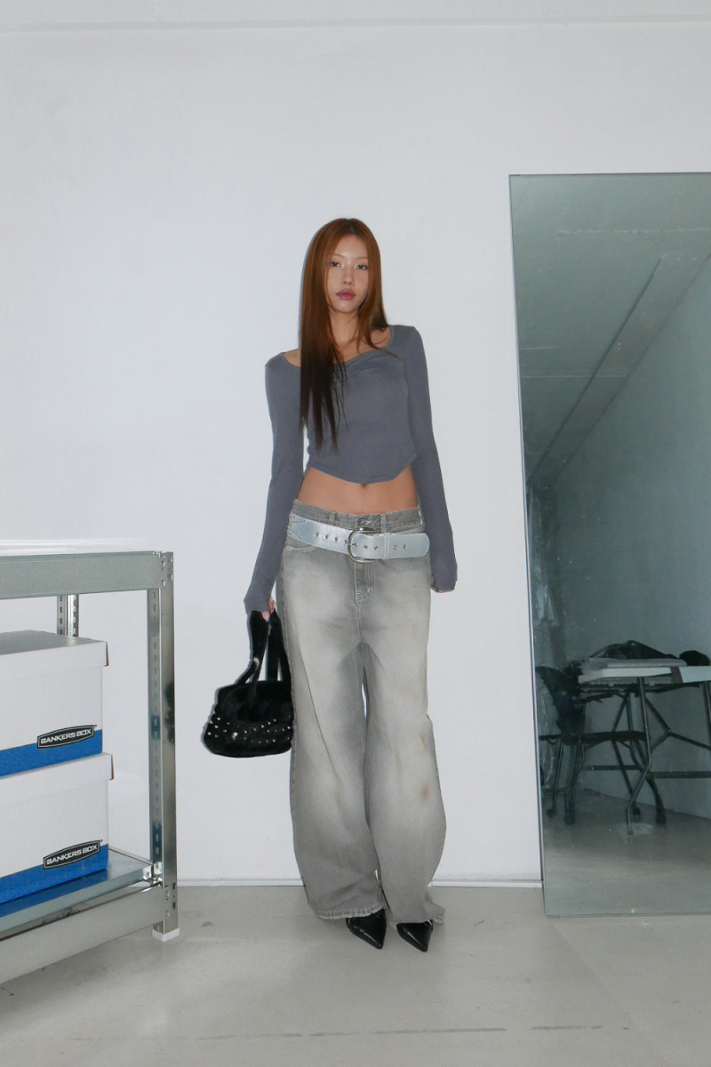 Square Neck Ruched Long Sleeve