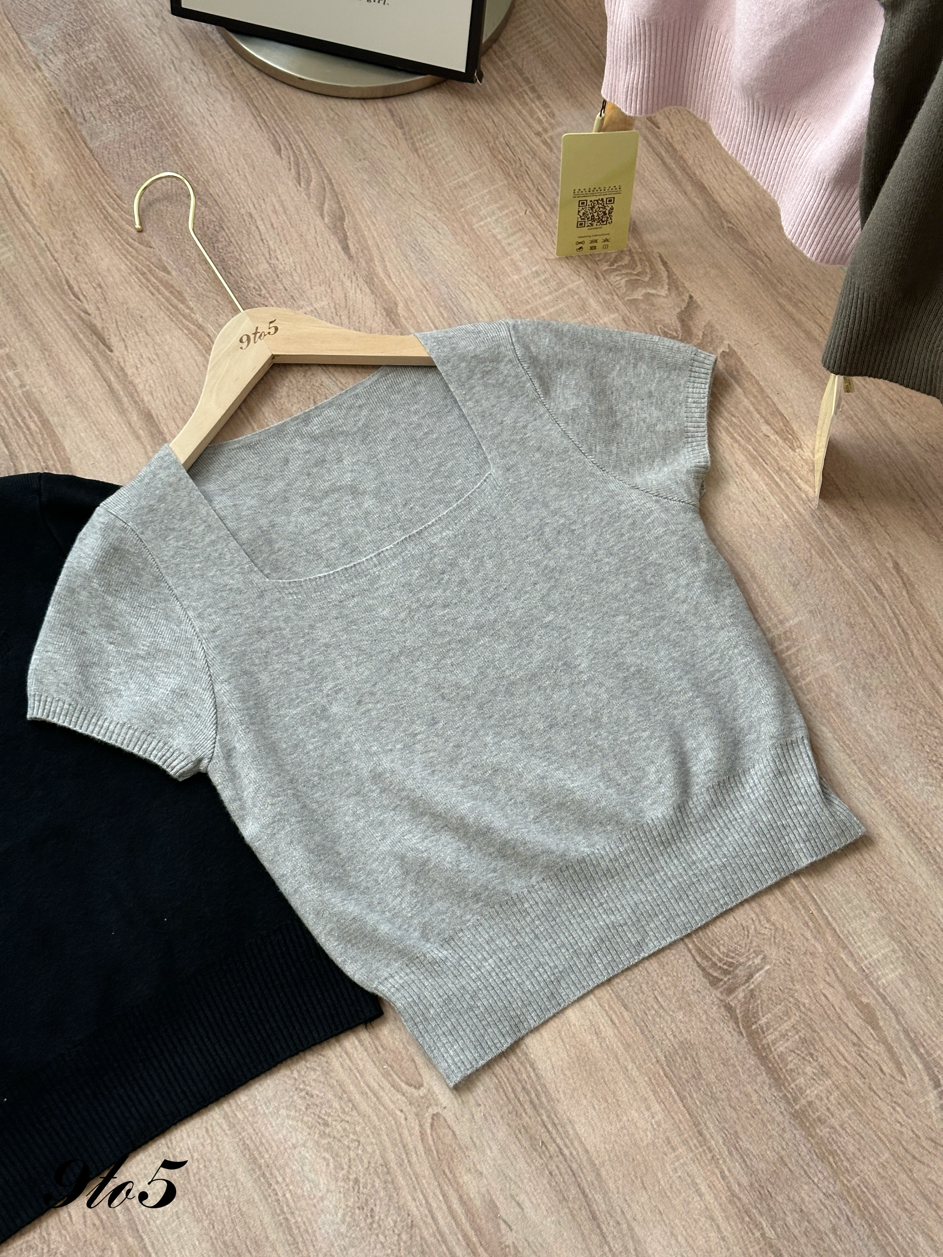T4257 Square Neck Knit Top - 4 Colors 