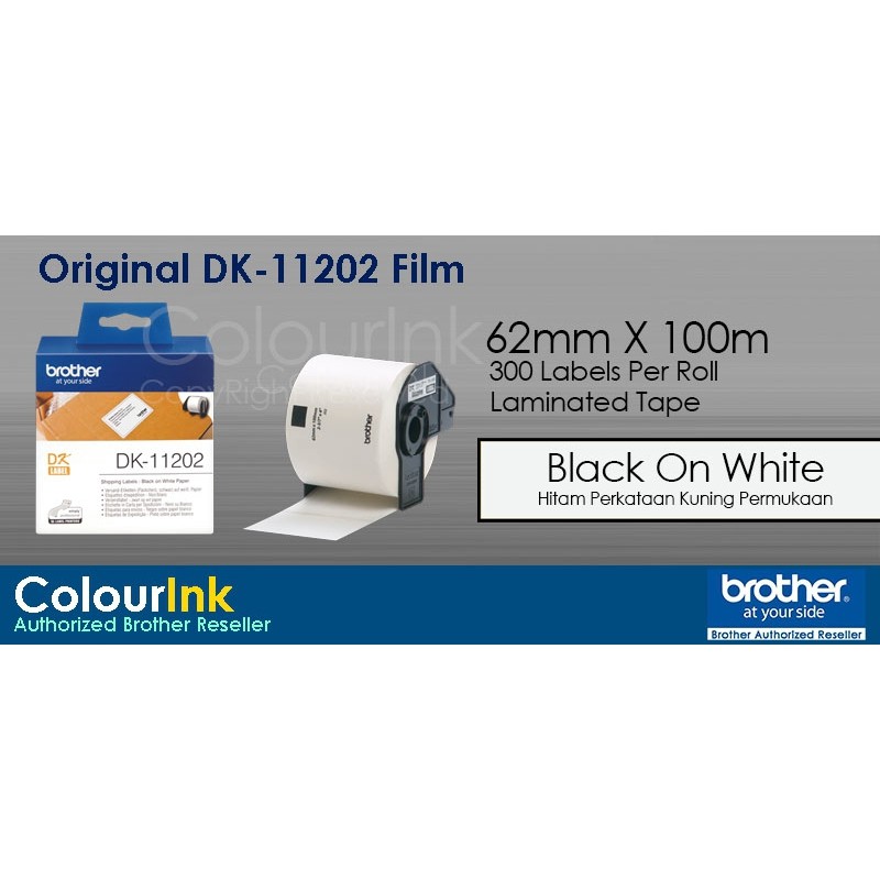 Brother Original Label Film Tape DK11202 ( Black On White) QL700 QL720 QL800 QL820NWB DK-11202/DK 11202