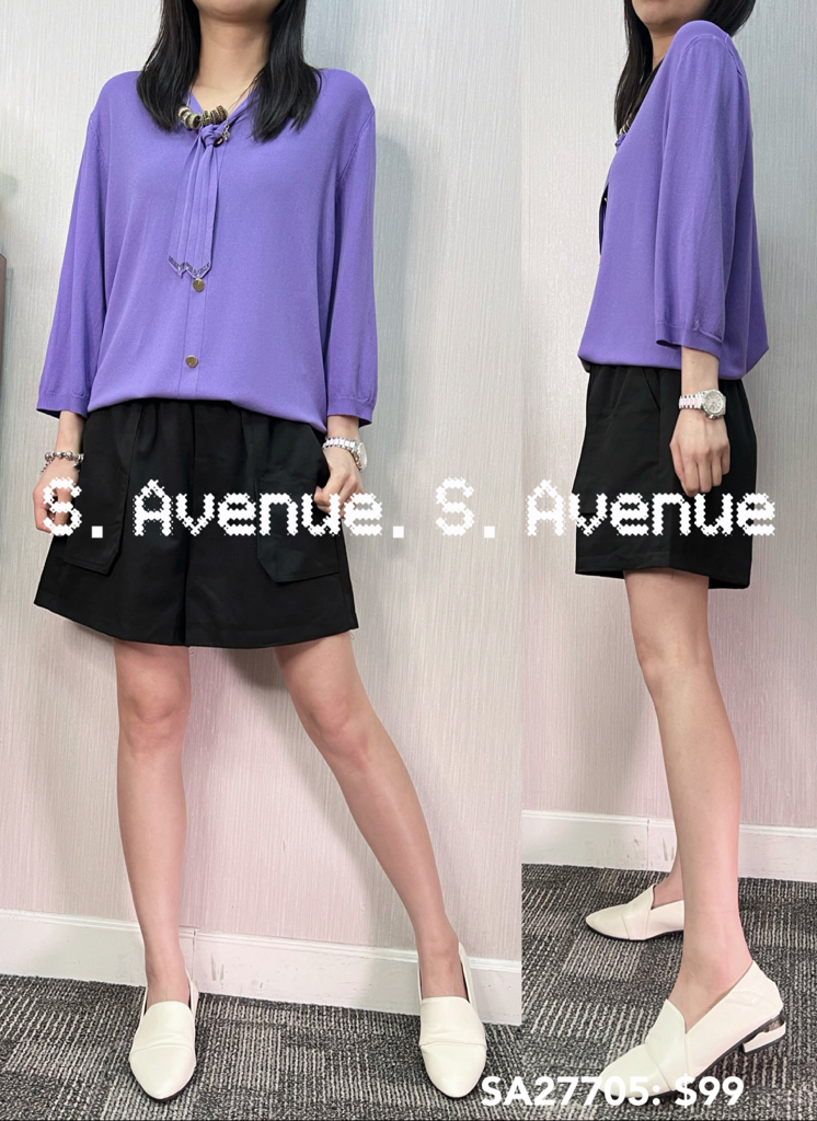 SA27705: 中袖綁帶假鈕top