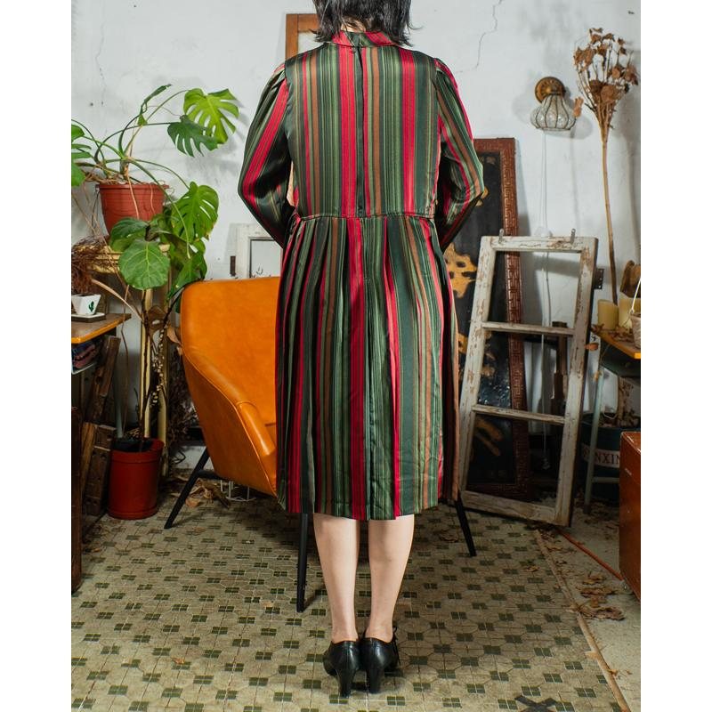 Vintage Japanese Festive Color Side Tie Collar Day & Night Dress - Size L (MT1608-146)