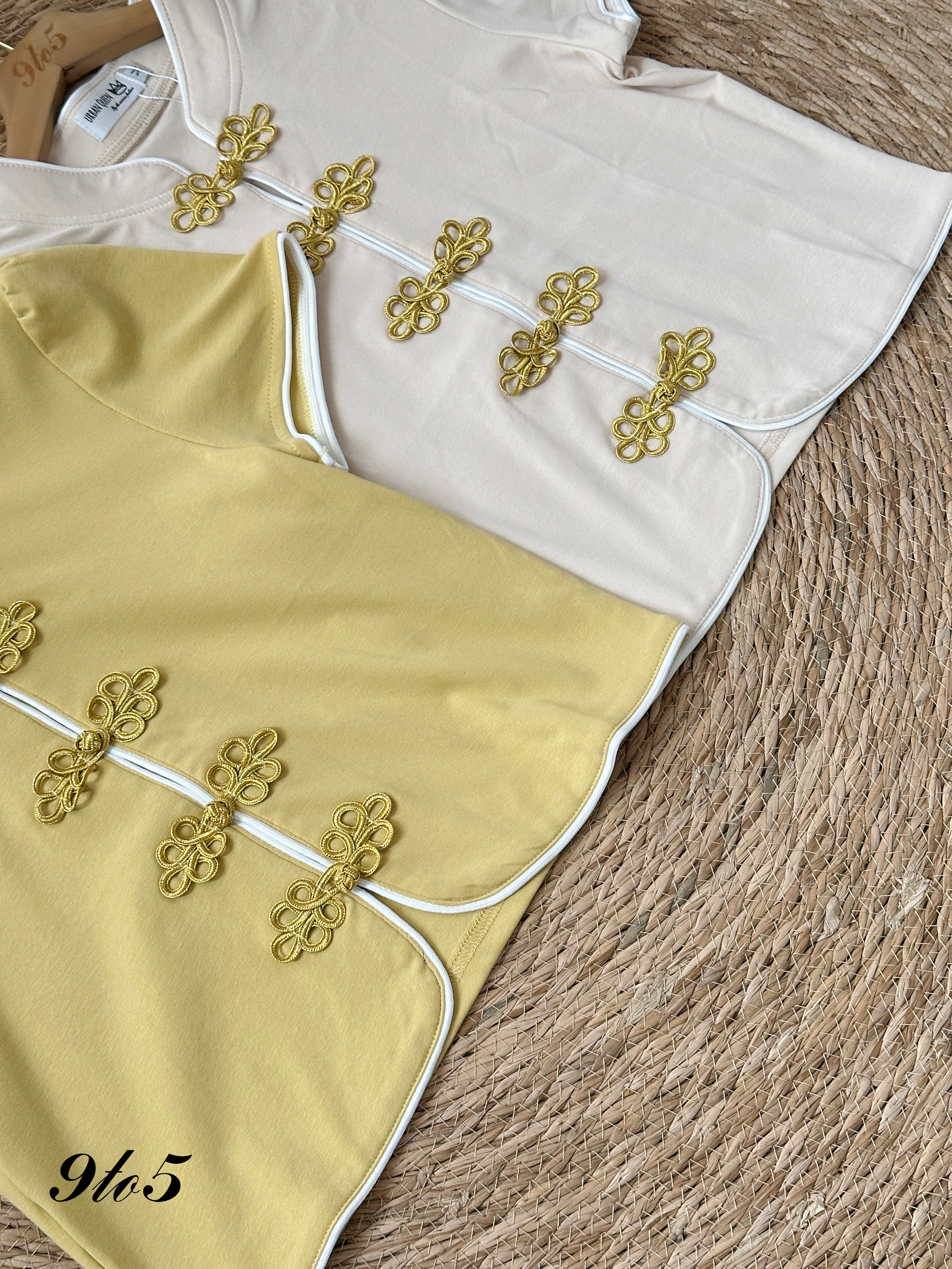 T3914 Puff Sleeve Cheongsam Top - 4 Colors