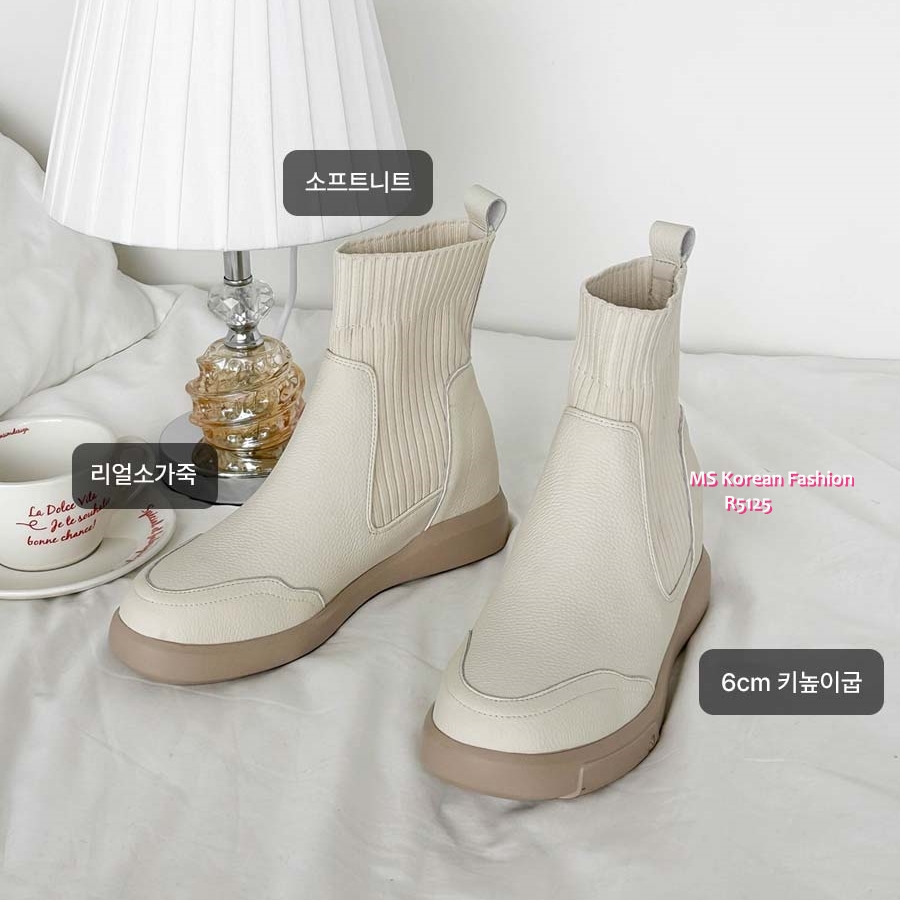 R5125 韓國🇰🇷襪套真皮短boot