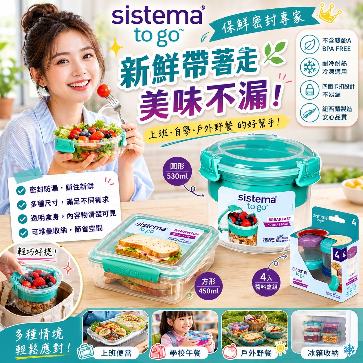 【預訂】Sistema 便攜保鮮盒系列