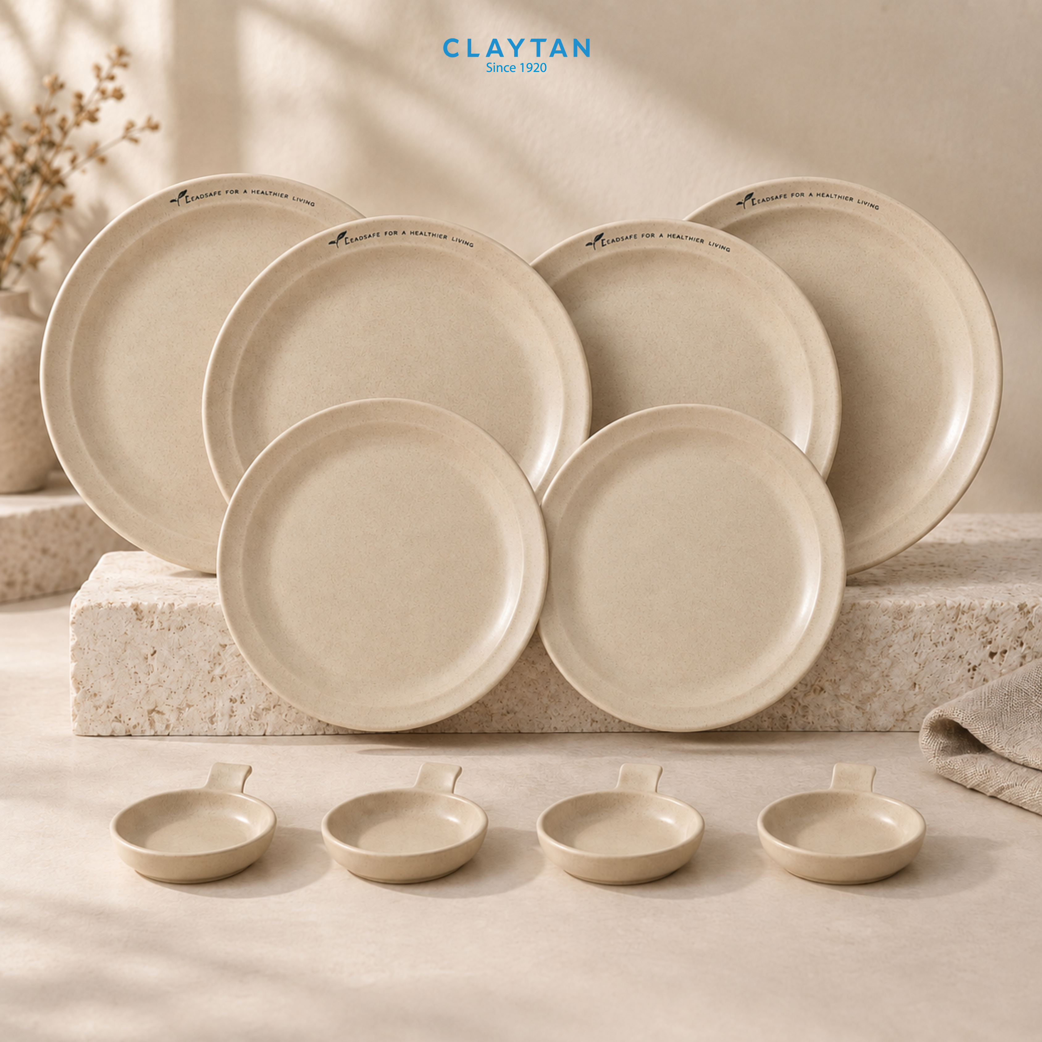 CLAYTAN Speckle Beige Series - 10pc Dining Set