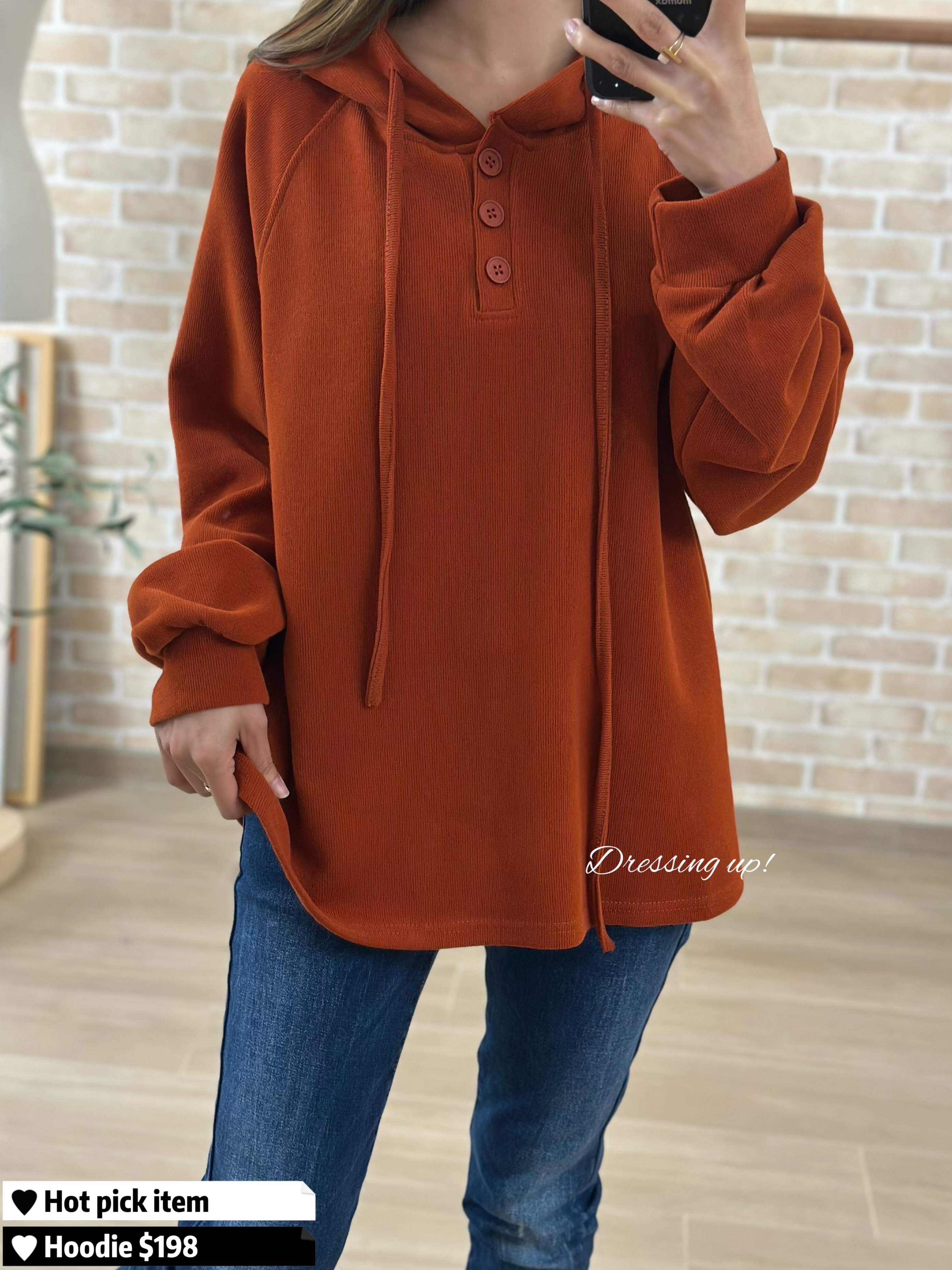 人氣Top1｜橙紅色有帽衞衣