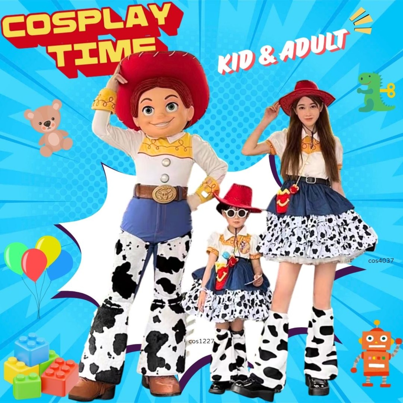 反斗奇兵 Toy Story 翠絲 Jessie 主題成人牛仔女郎短袖 Costume 角色扮演服裝